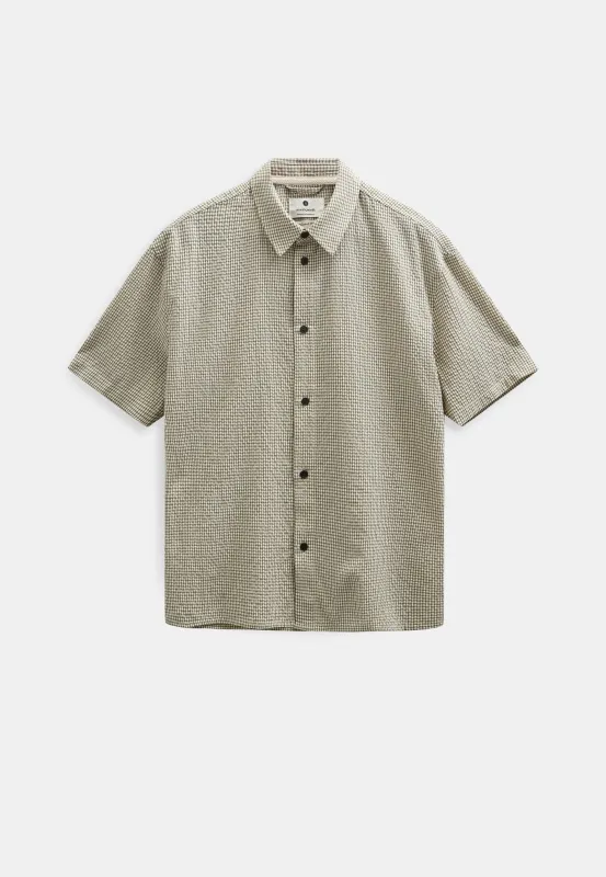 AKOTTO CHECK SS SHIRT - Forest night made by anerkjendt