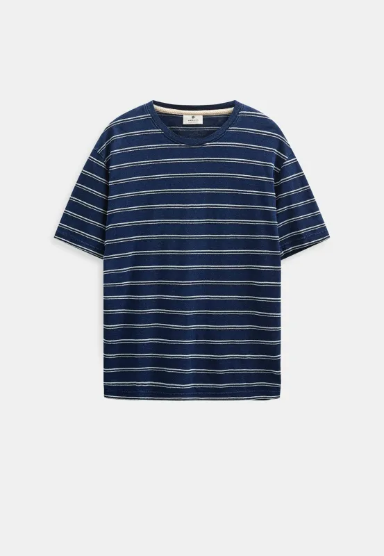 AKVILLADS INDIGO STRIPE TEE - Sky Captain made by anerkjendt
