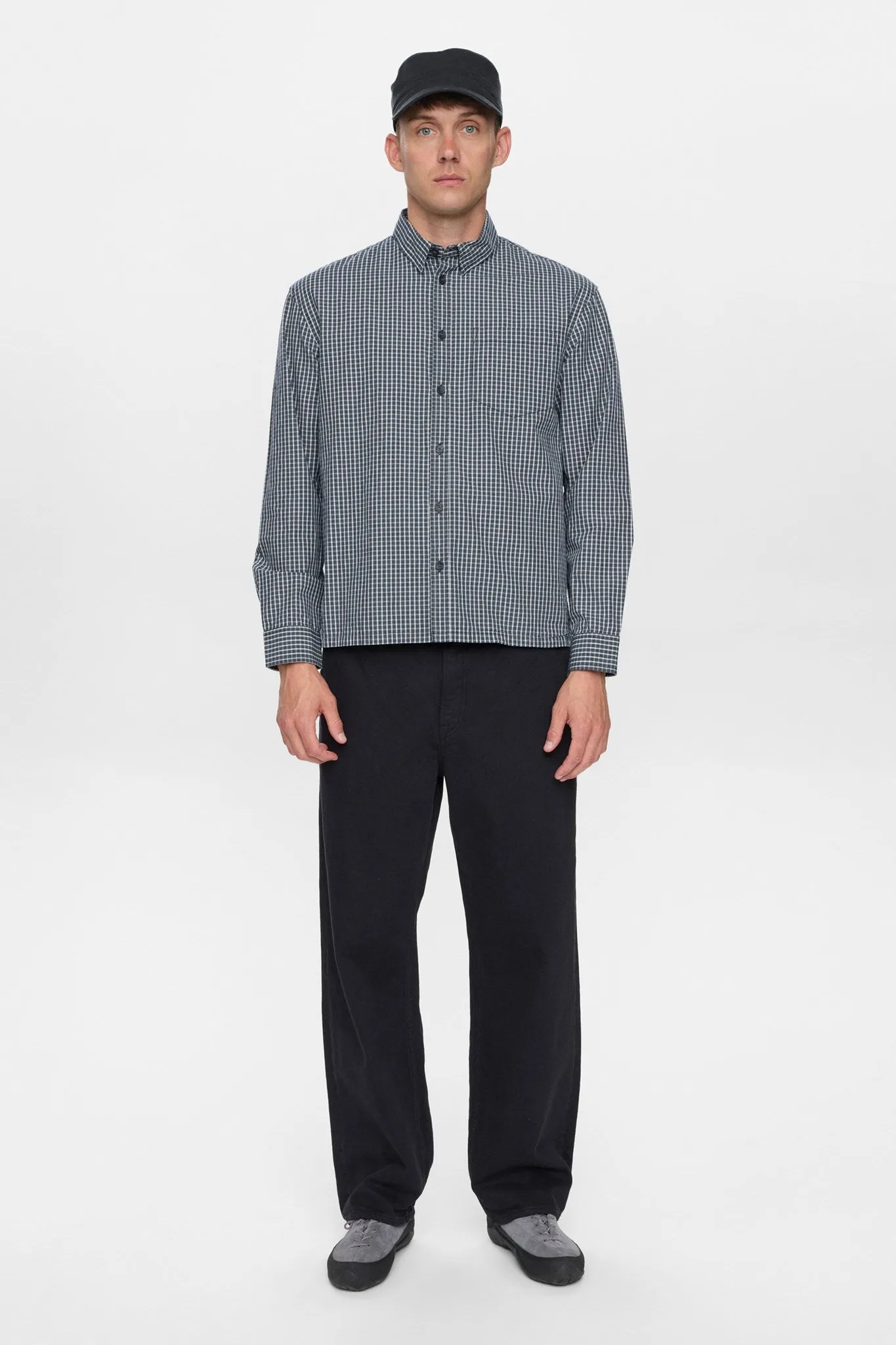 AKOTTO POPLIN CHECK LS SHIRT - Sky Captain sold by anerkjendt product image thumbnail 5