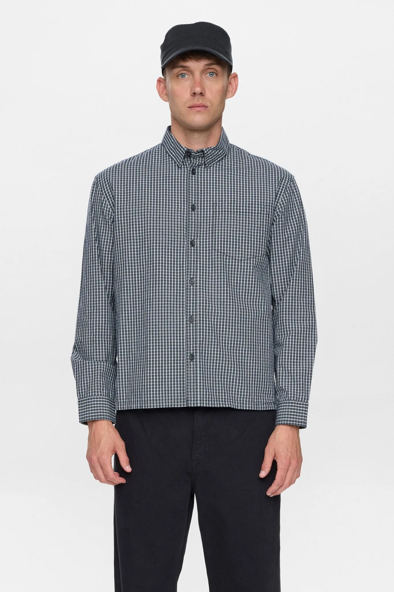 AKOTTO POPLIN CHECK LS SHIRT - Sky Captain sold by anerkjendt product image thumbnail 4