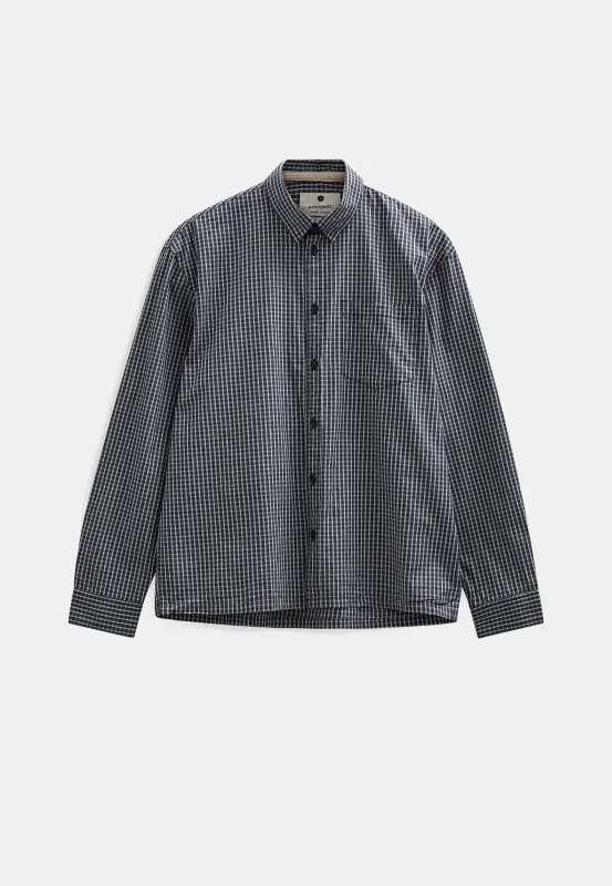 AKOTTO POPLIN CHECK LS SHIRT - Sky Captain made by anerkjendt