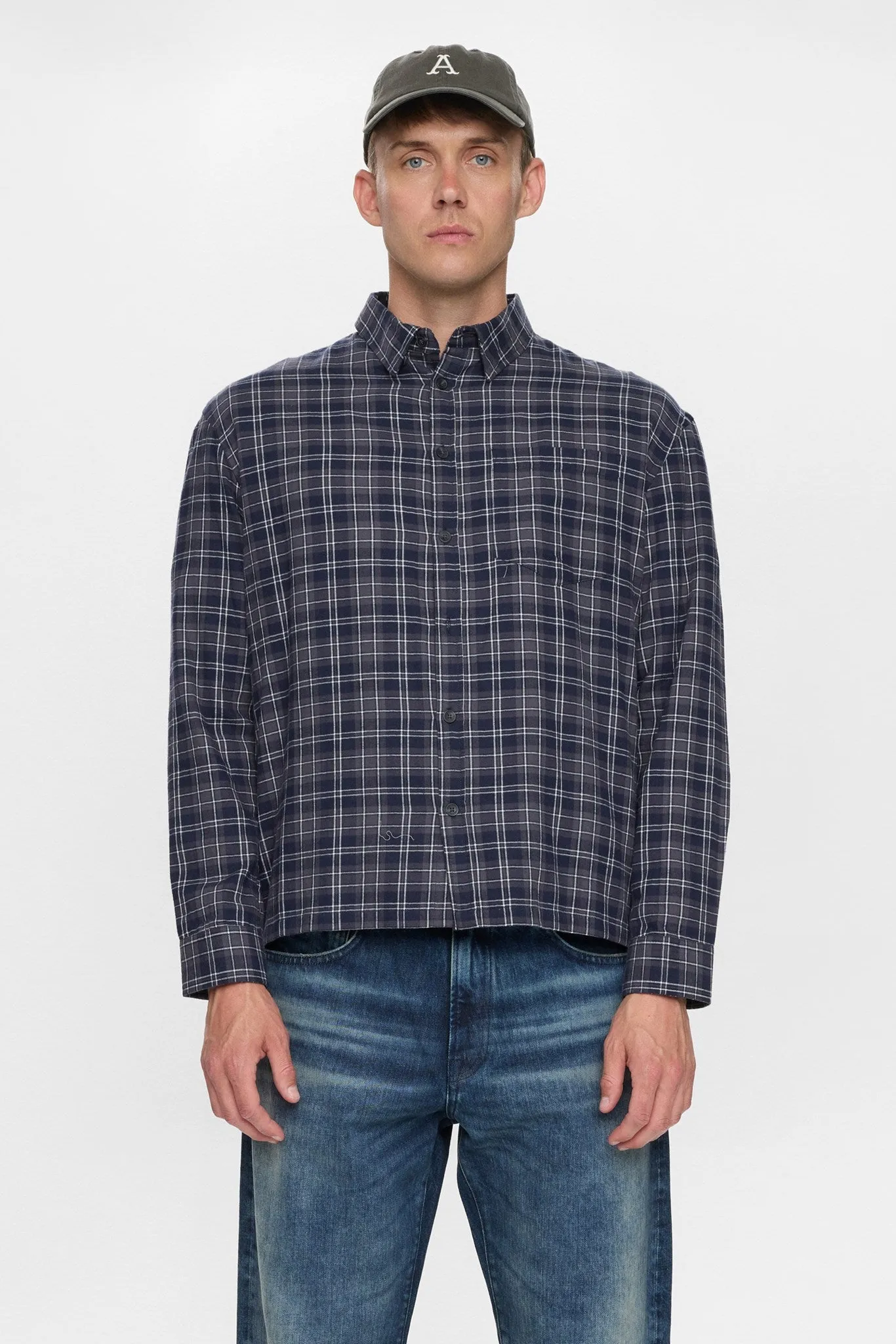 AKOTTO FLANNEL CHECK LS SHIRT - Sky Captain sold by anerkjendt product image thumbnail 4