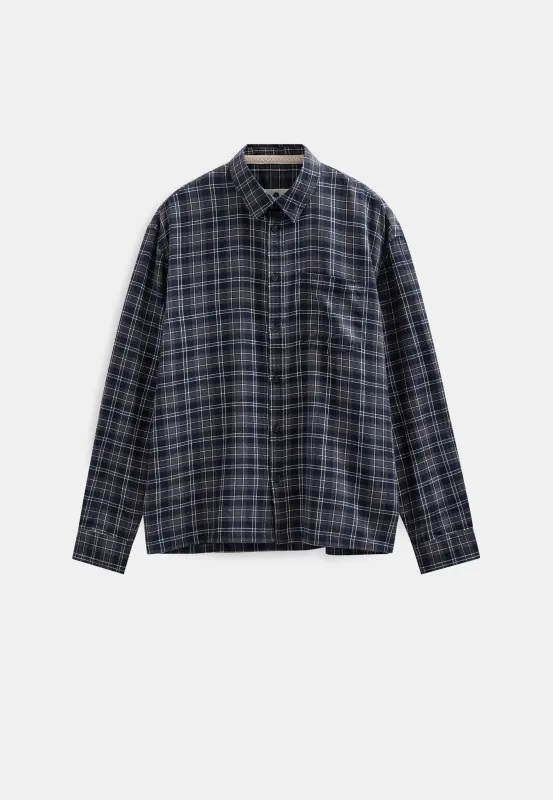 AKOTTO FLANNEL CHECK LS SHIRT - Sky Captain made by anerkjendt