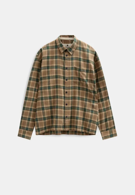 AKOTTO FLANNEL CHECK LS SHIRT - Hunter Green made by anerkjendt
