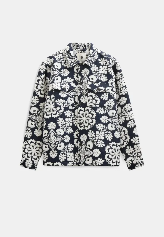 AKOSCAR FLOWER JACQ OVERSHIRT - Sky Captain made by anerkjendt