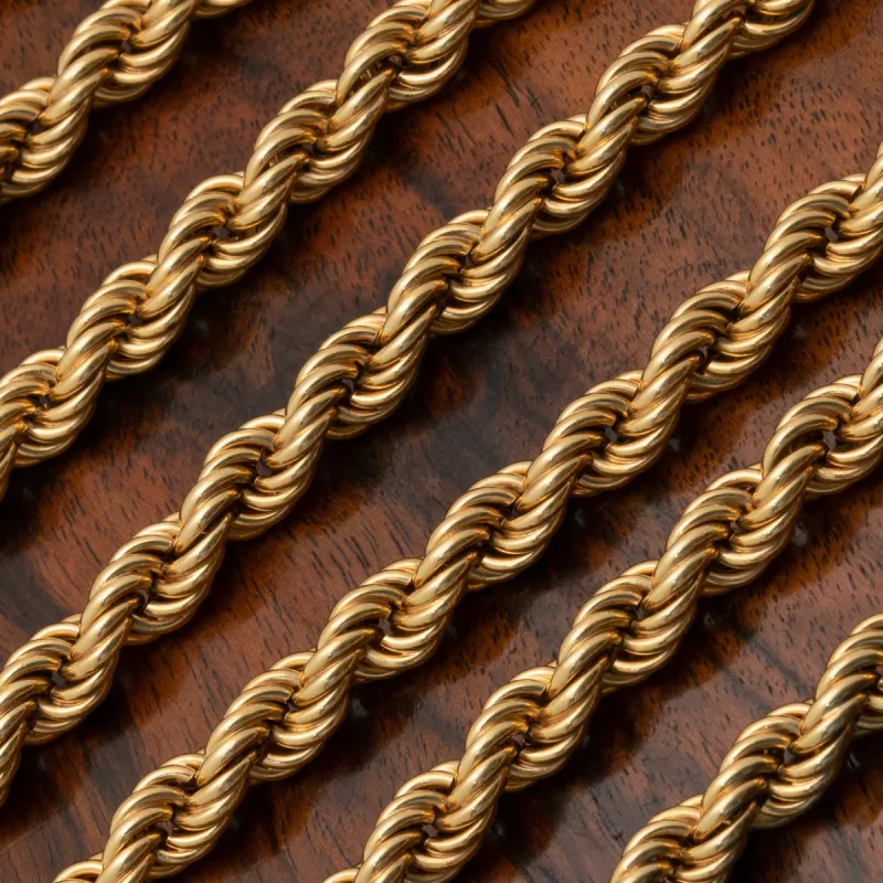 VINTAGE  18K GOLD ROPE CHAIN NECKLACE C. 1980s sold by Stephanie Windsor