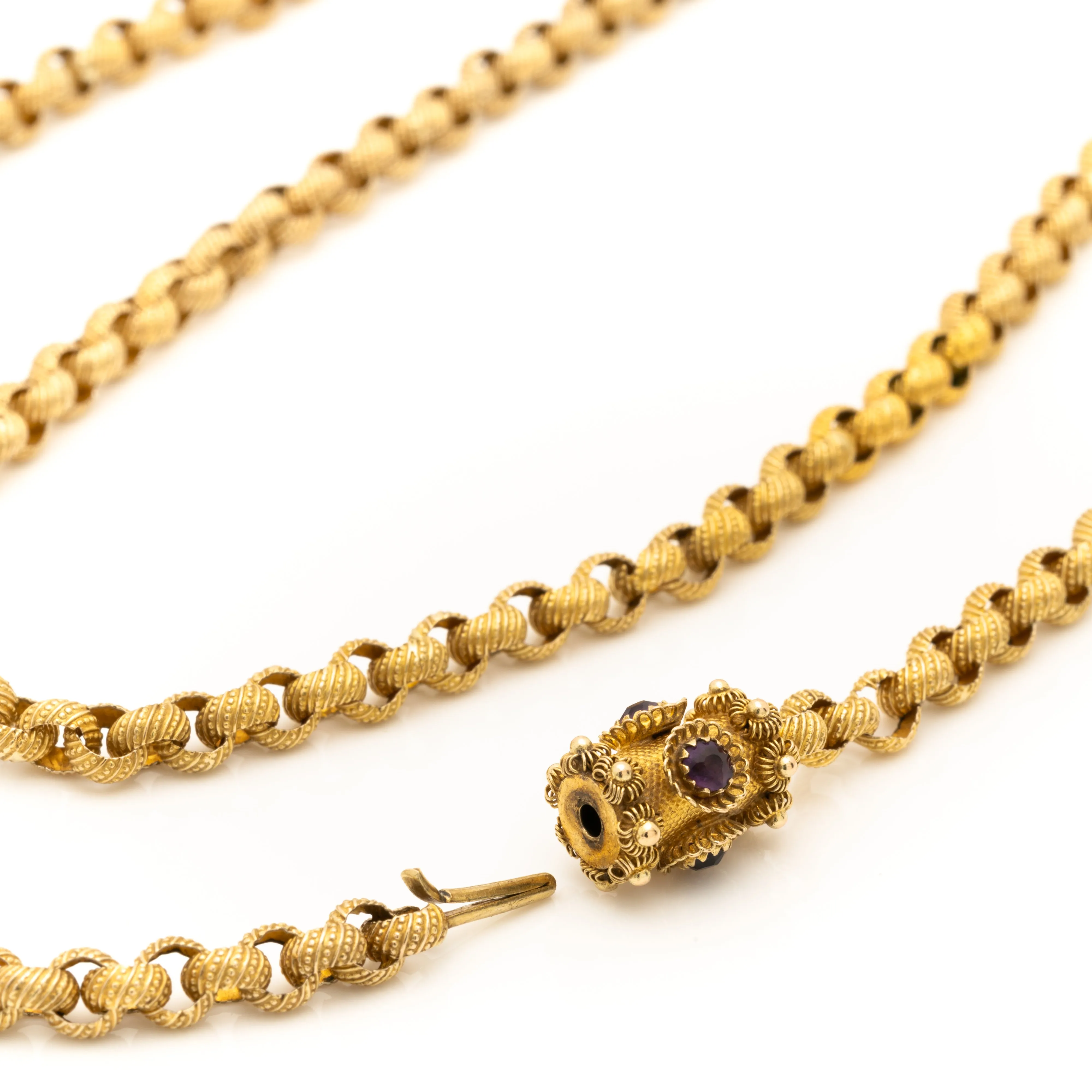 GEORGIAN LONG 18K GOLD GARNET CHAIN NECKLACE C. 1820 sold by Stephanie Windsor product image thumbnail 3
