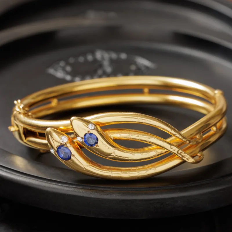 18K GOLD DOUBLE DIAMOND SNAKE BRACELET made by Stephanie Windsor