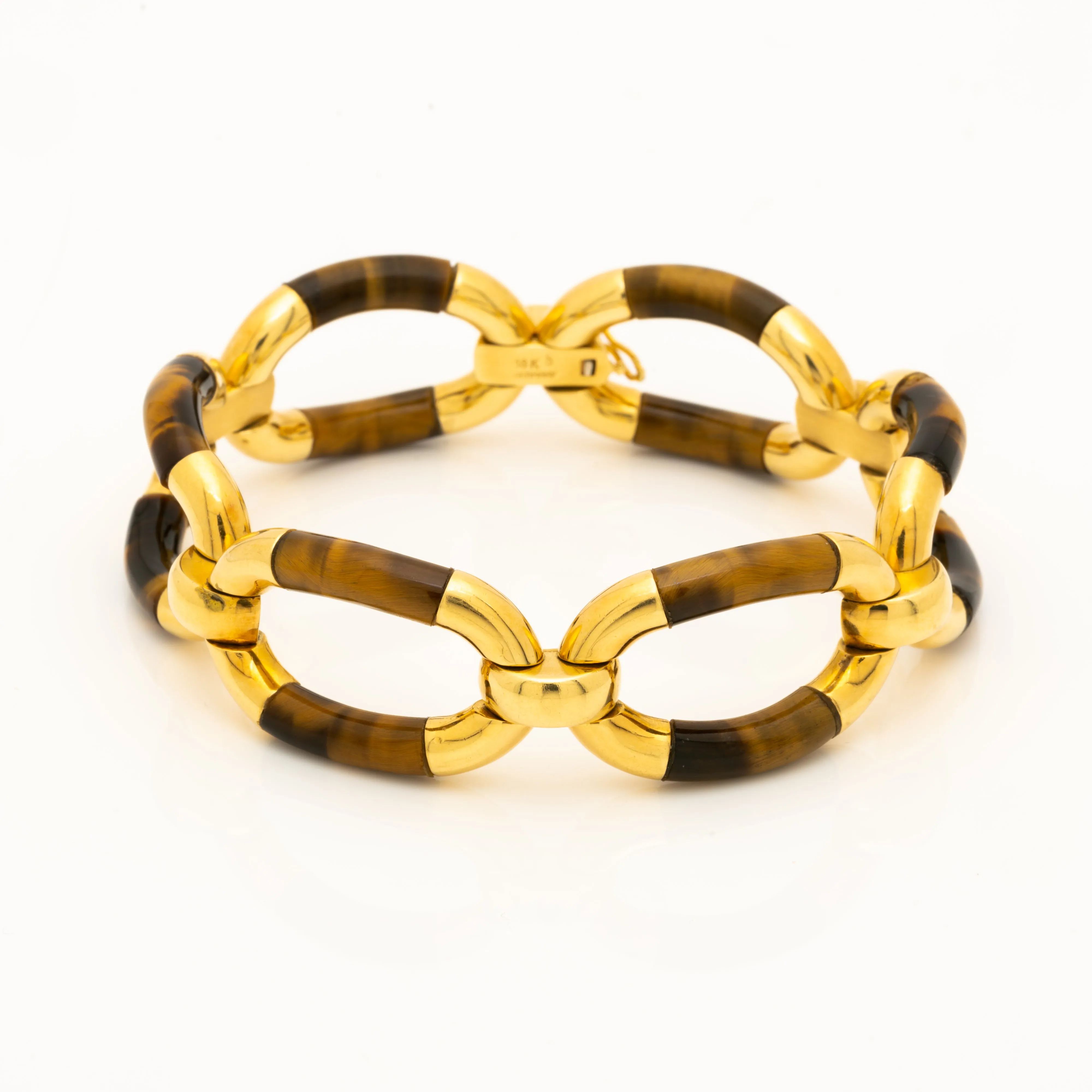 VINTAGE 18K TIGERS EYE BRACELET c .1980s sold by Stephanie Windsor product image thumbnail 3