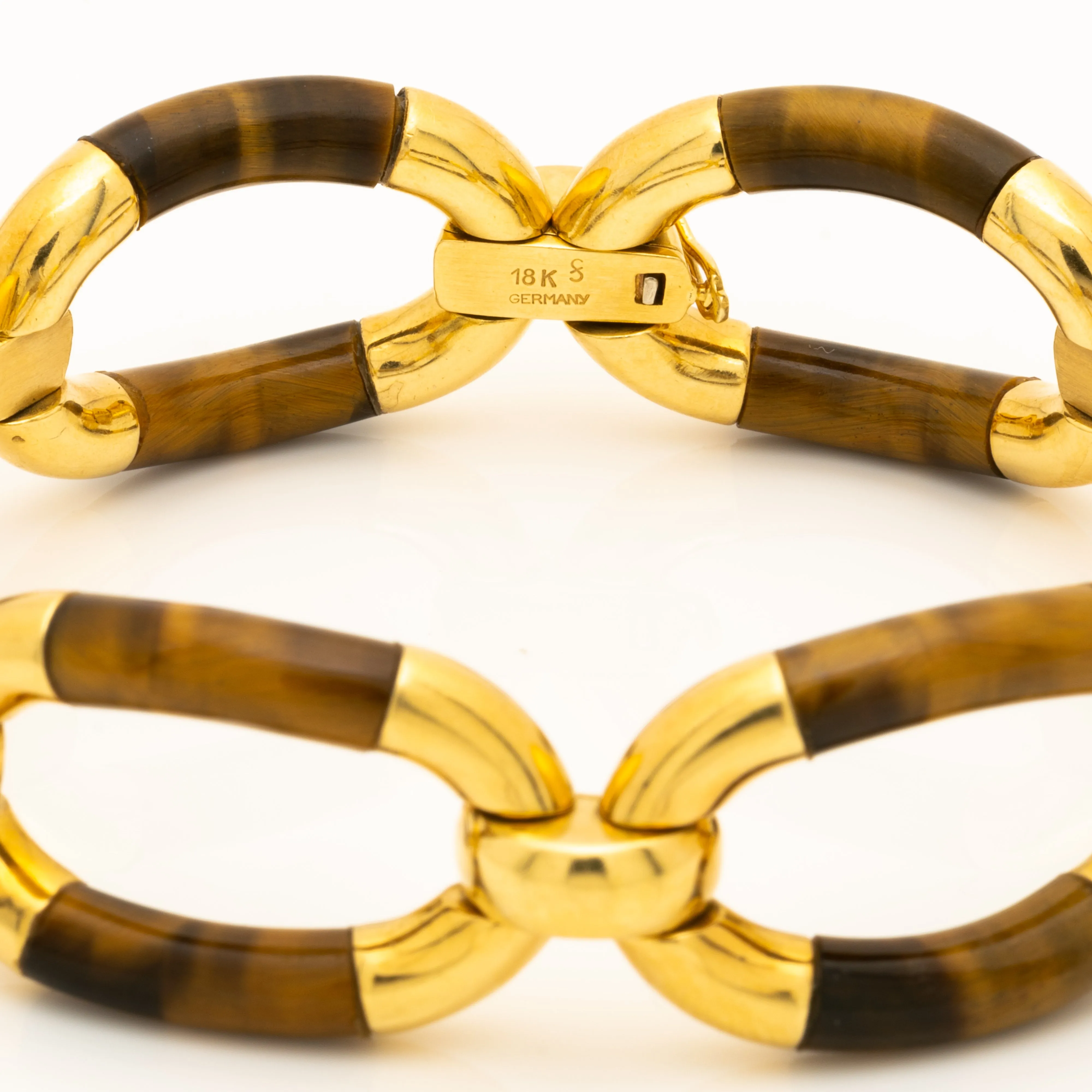 VINTAGE 18K TIGERS EYE BRACELET c .1980s sold by Stephanie Windsor product image thumbnail 5