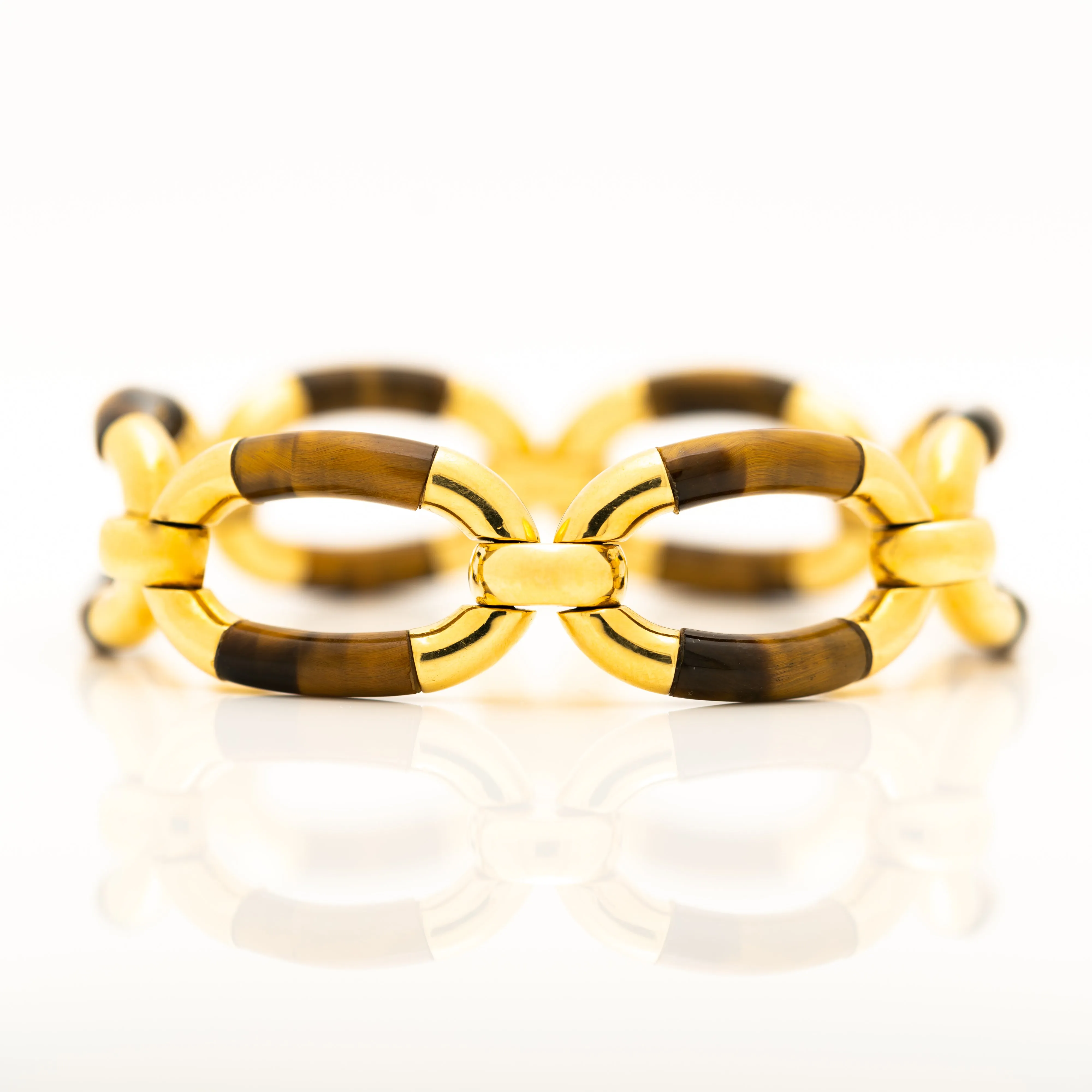 VINTAGE 18K TIGERS EYE BRACELET c .1980s sold by Stephanie Windsor product image thumbnail 2