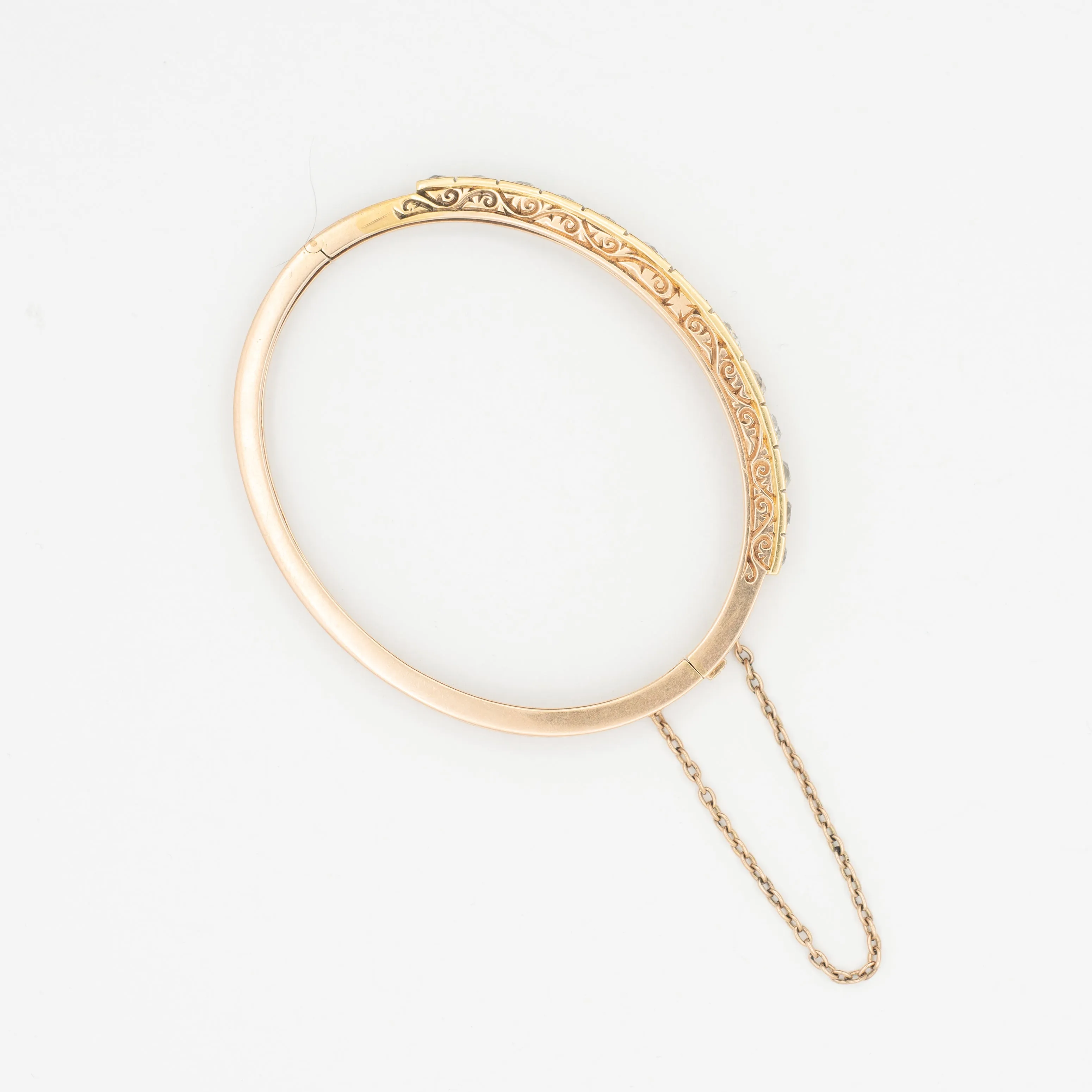 VICTORIAN ANTIQUE 15K YELLOW GOLD AND DIAMOND BRACELET 4.50CTS c. 1880s sold by Stephanie Windsor product image thumbnail 2