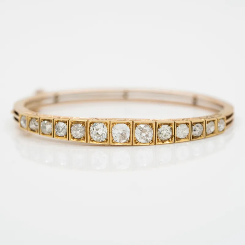 VICTORIAN ANTIQUE 15K YELLOW GOLD AND DIAMOND BRACELET 4.50CTS c. 1880s sold by Stephanie Windsor