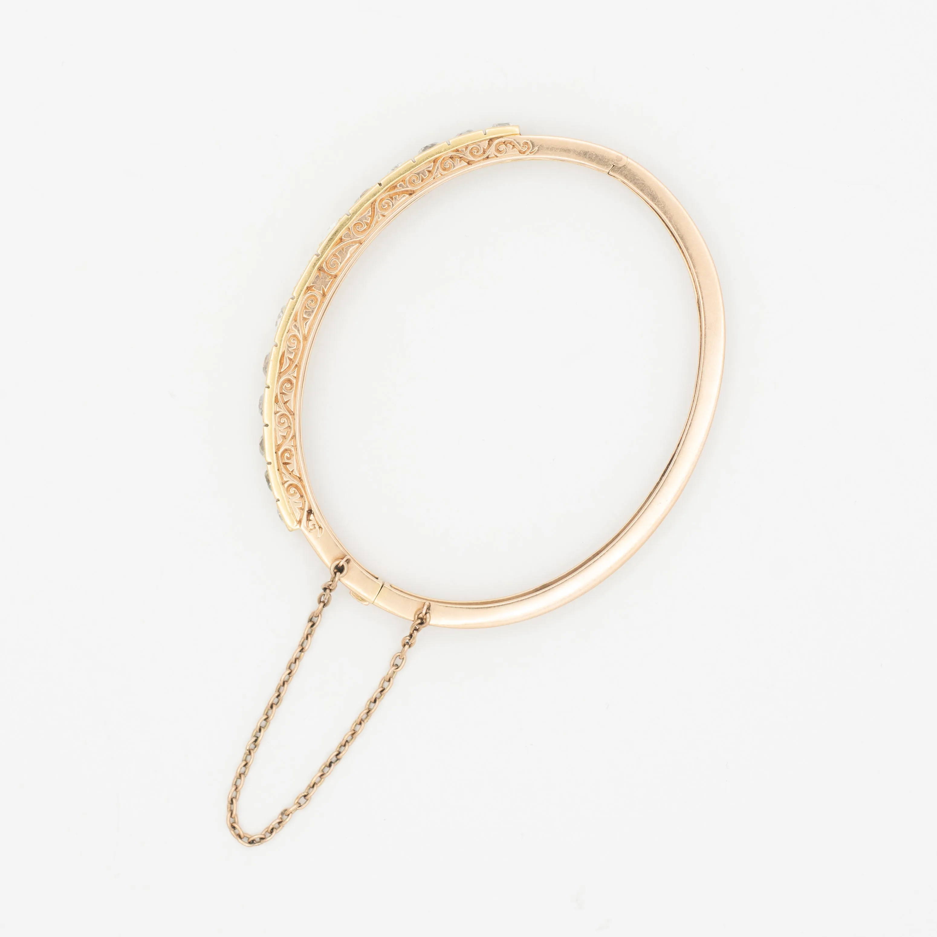 VICTORIAN ANTIQUE 15K YELLOW GOLD AND DIAMOND BRACELET 4.50CTS c. 1880s sold by Stephanie Windsor product image thumbnail 3