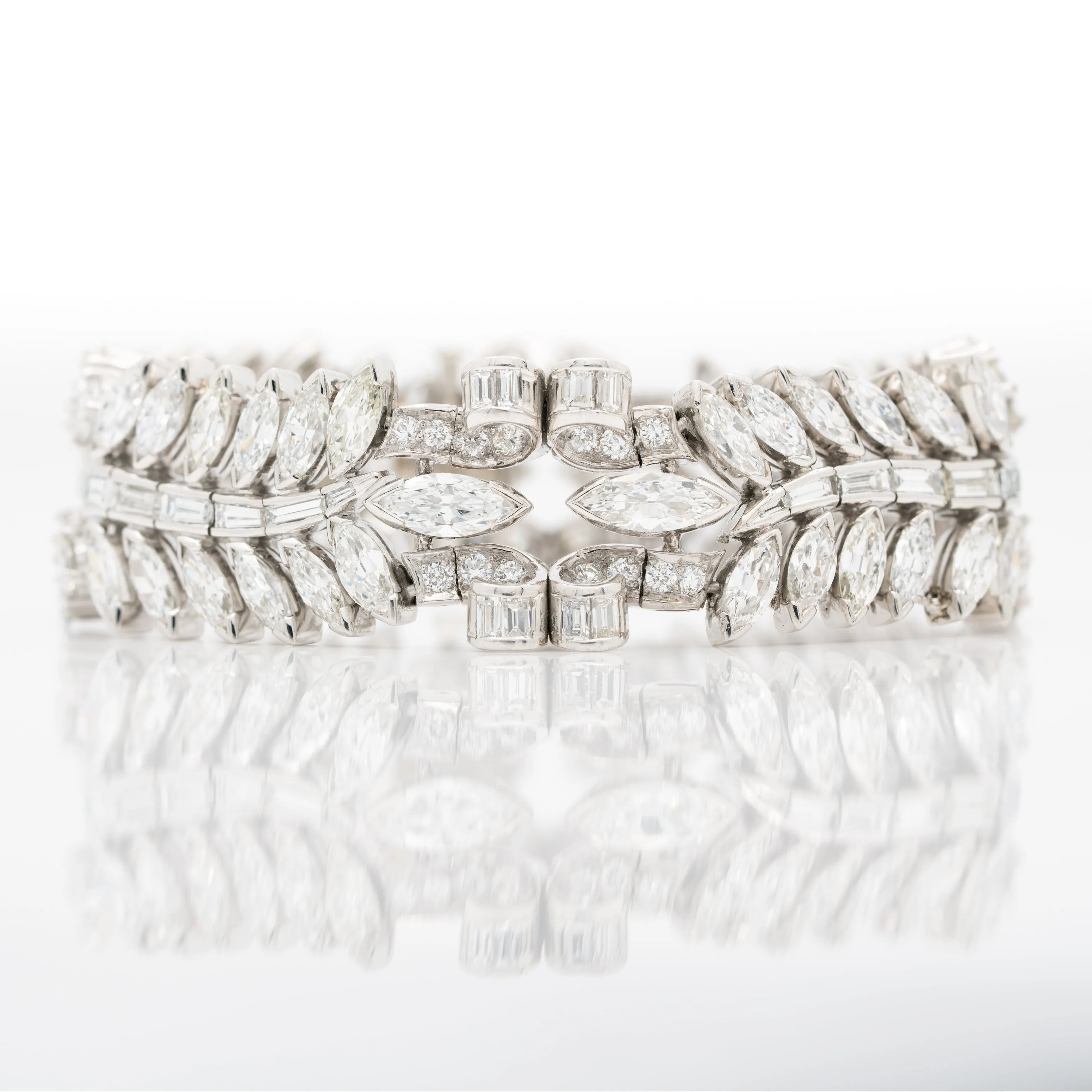 RETRO FRENCH PLATINUM AND 32.0CTS MIXED CUT DIAMOND BRACELET c.1940s sold by Stephanie Windsor