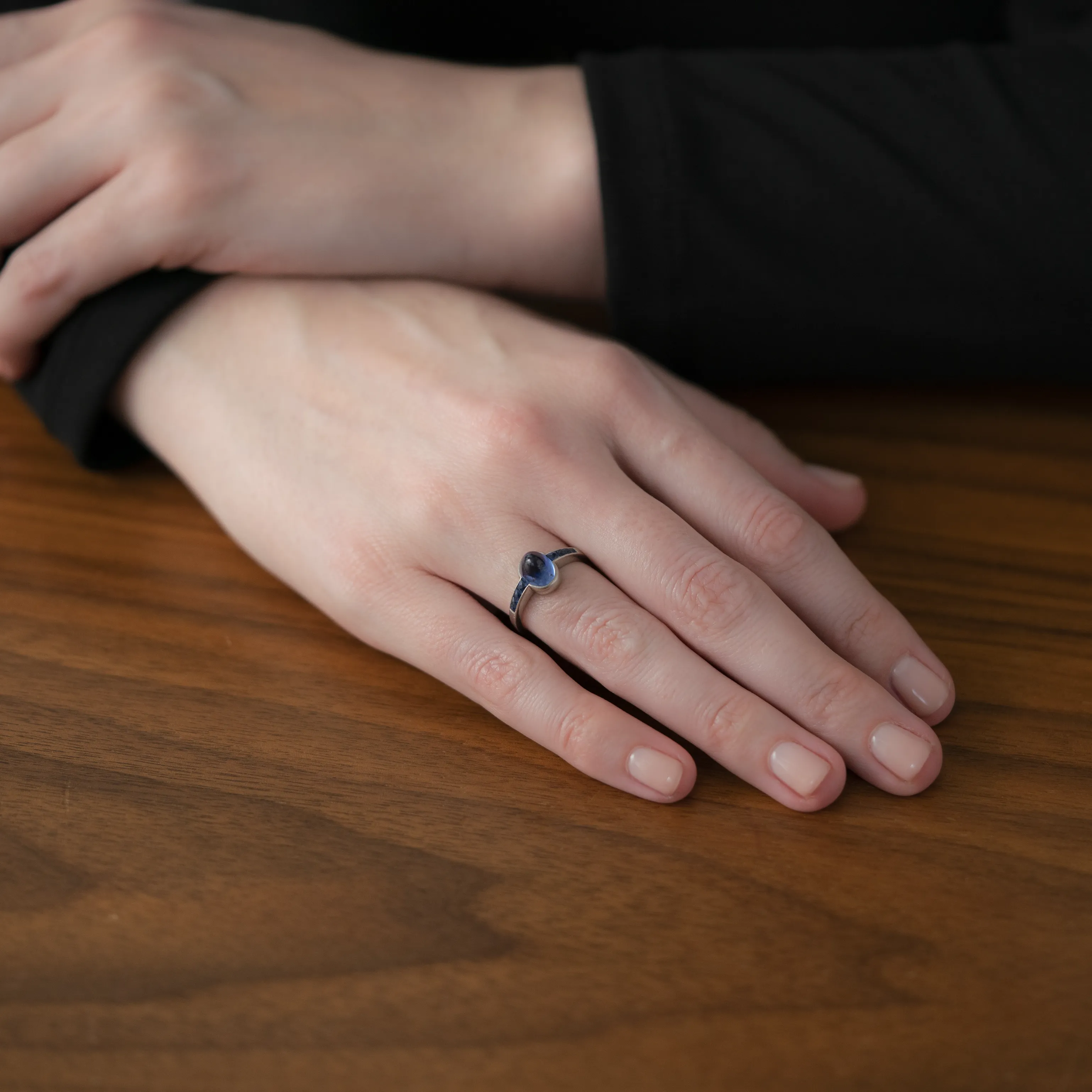 FRENCH PLATINUM SAPPHIRE ART DECO RING sold by Stephanie Windsor product image thumbnail 5