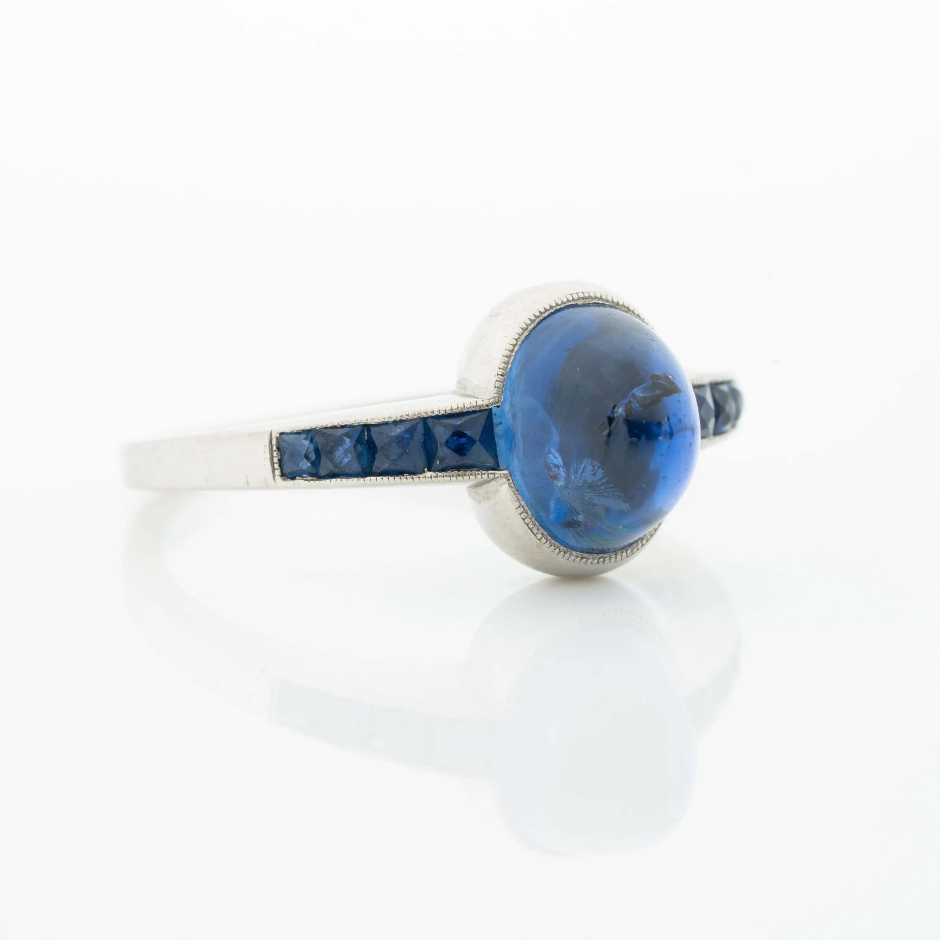 FRENCH PLATINUM SAPPHIRE ART DECO RING sold by Stephanie Windsor product image thumbnail 3