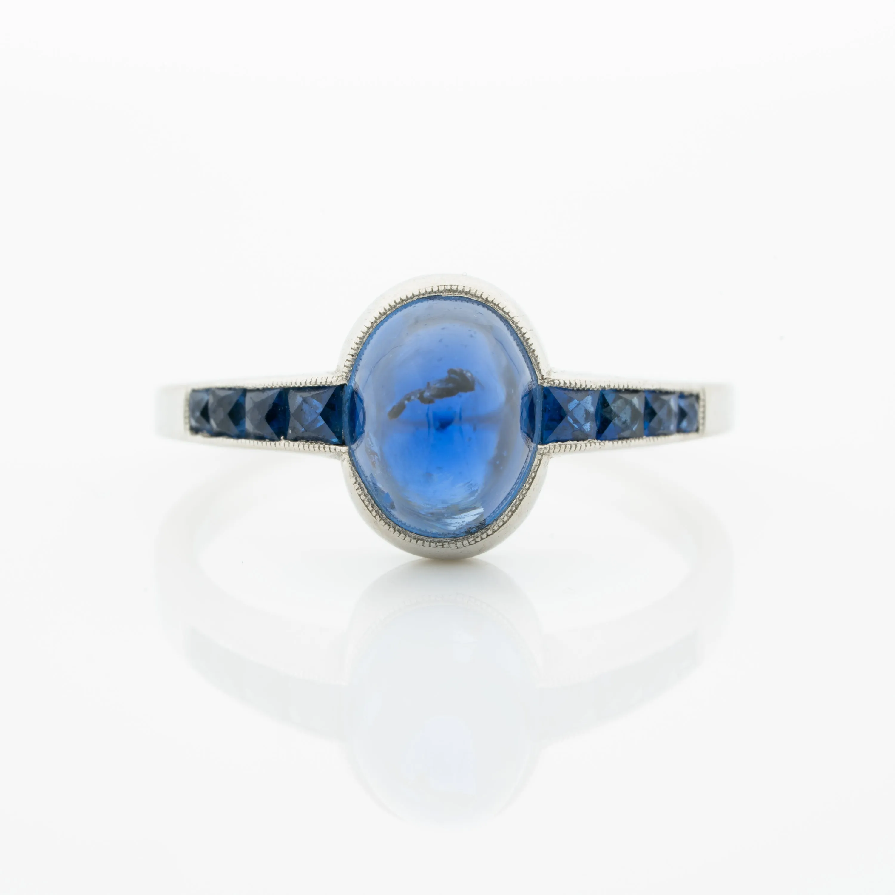 FRENCH PLATINUM SAPPHIRE ART DECO RING sold by Stephanie Windsor product image thumbnail 2