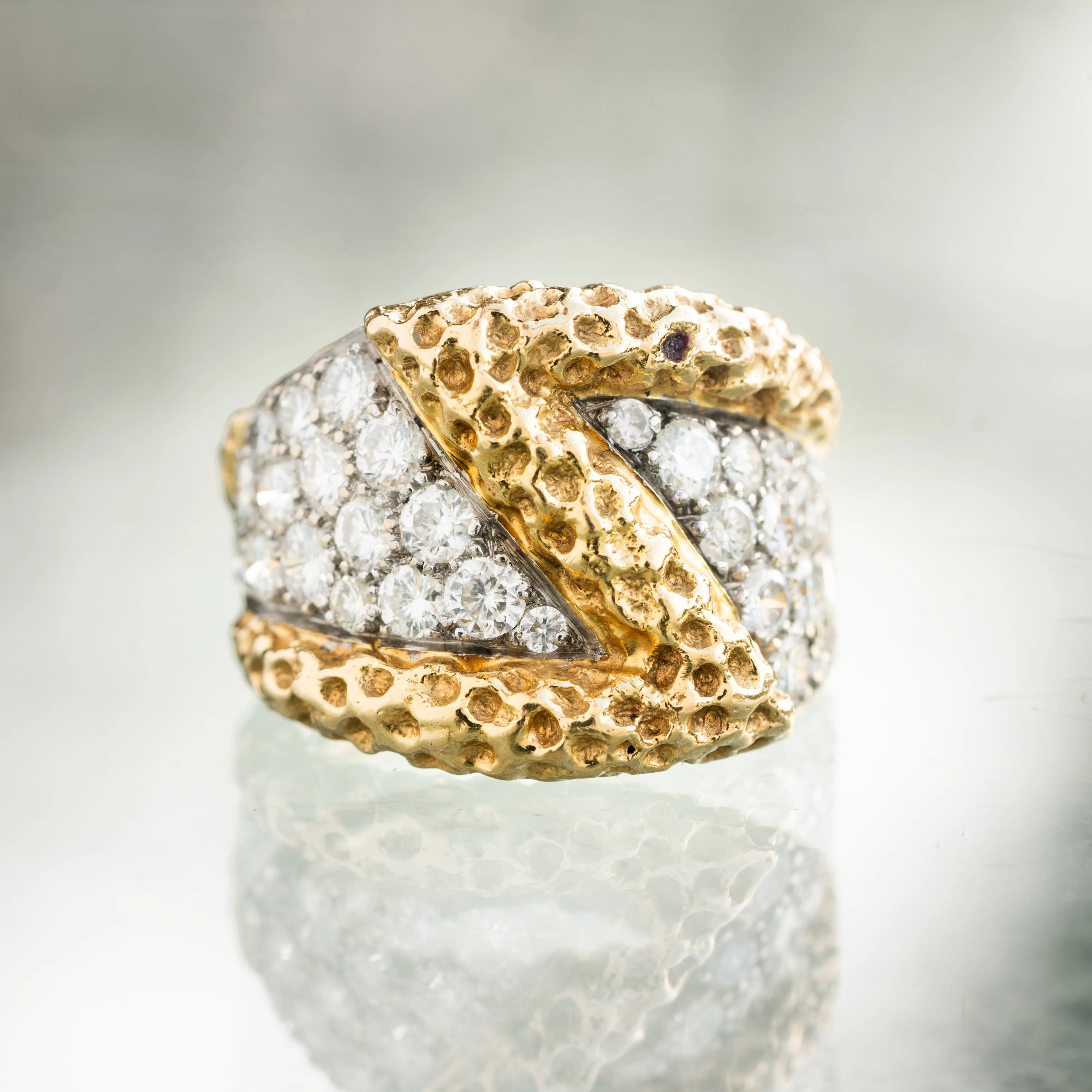 KUTCHINSKY HAND FORGED 18K YELLOW GOLD AND DIAMOND CLUSTER RING sold by Stephanie Windsor product image thumbnail 2