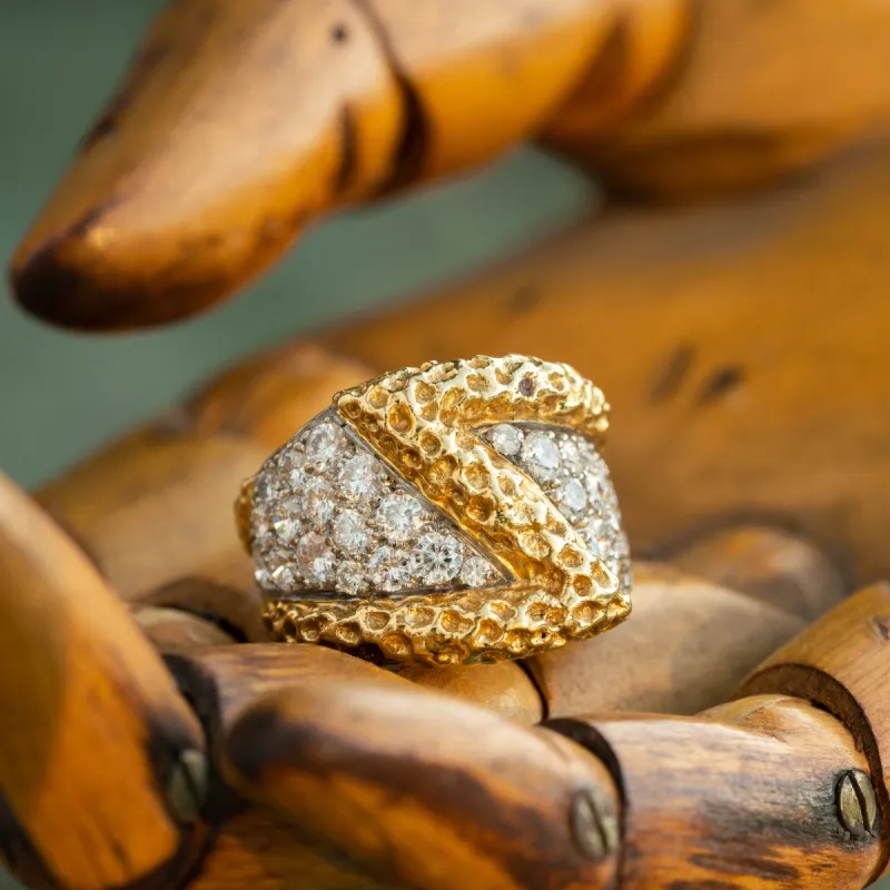 KUTCHINSKY HAND FORGED 18K YELLOW GOLD AND DIAMOND CLUSTER RING sold by Stephanie Windsor