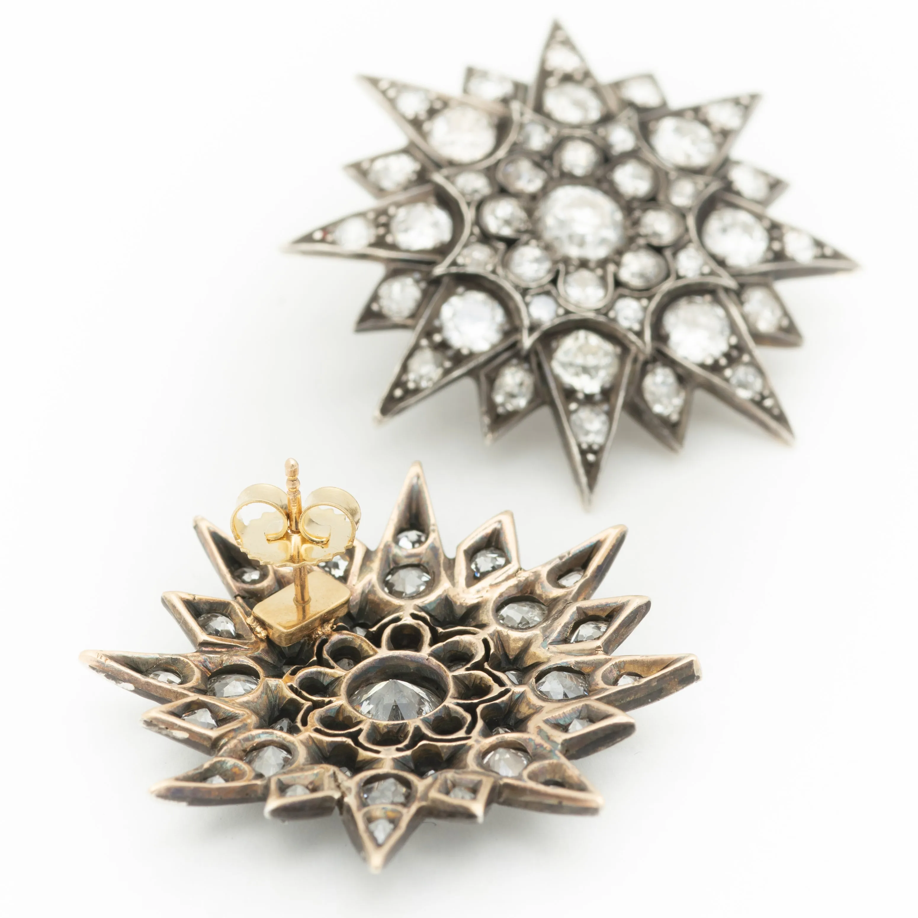 VICTORIAN CLUSTER EARRINGS c.1850s sold by Stephanie Windsor product image thumbnail 2