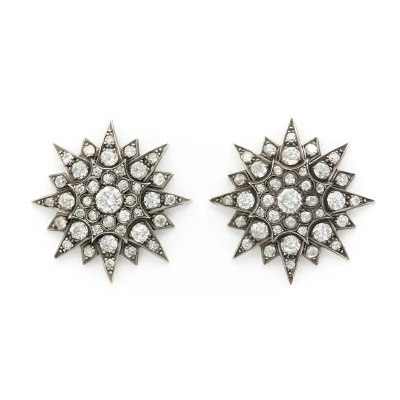 VICTORIAN CLUSTER EARRINGS c.1850s sold by Stephanie Windsor