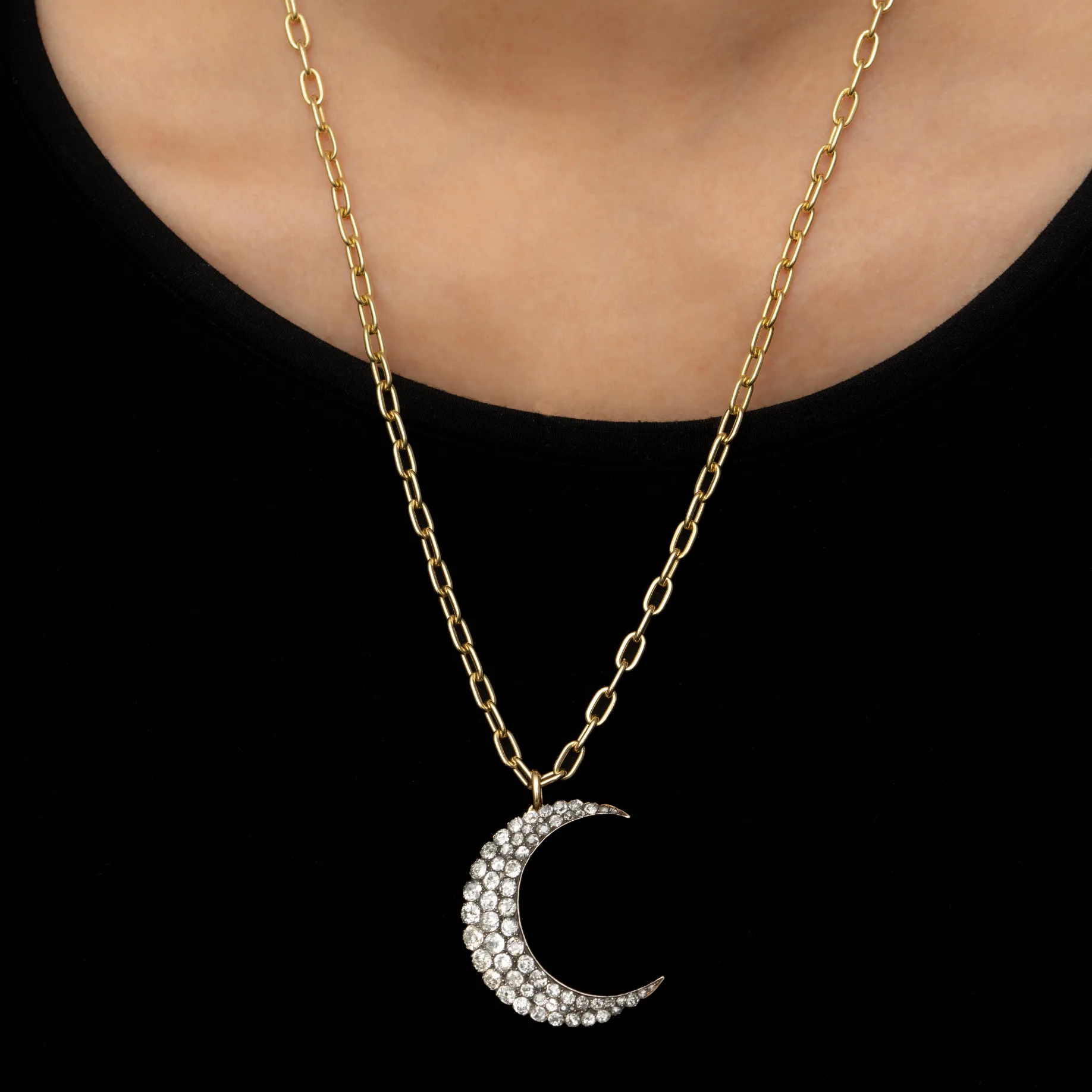 VICTORIAN CRESCENT MOON CHARM c.1860s sold by Stephanie Windsor product image thumbnail 4