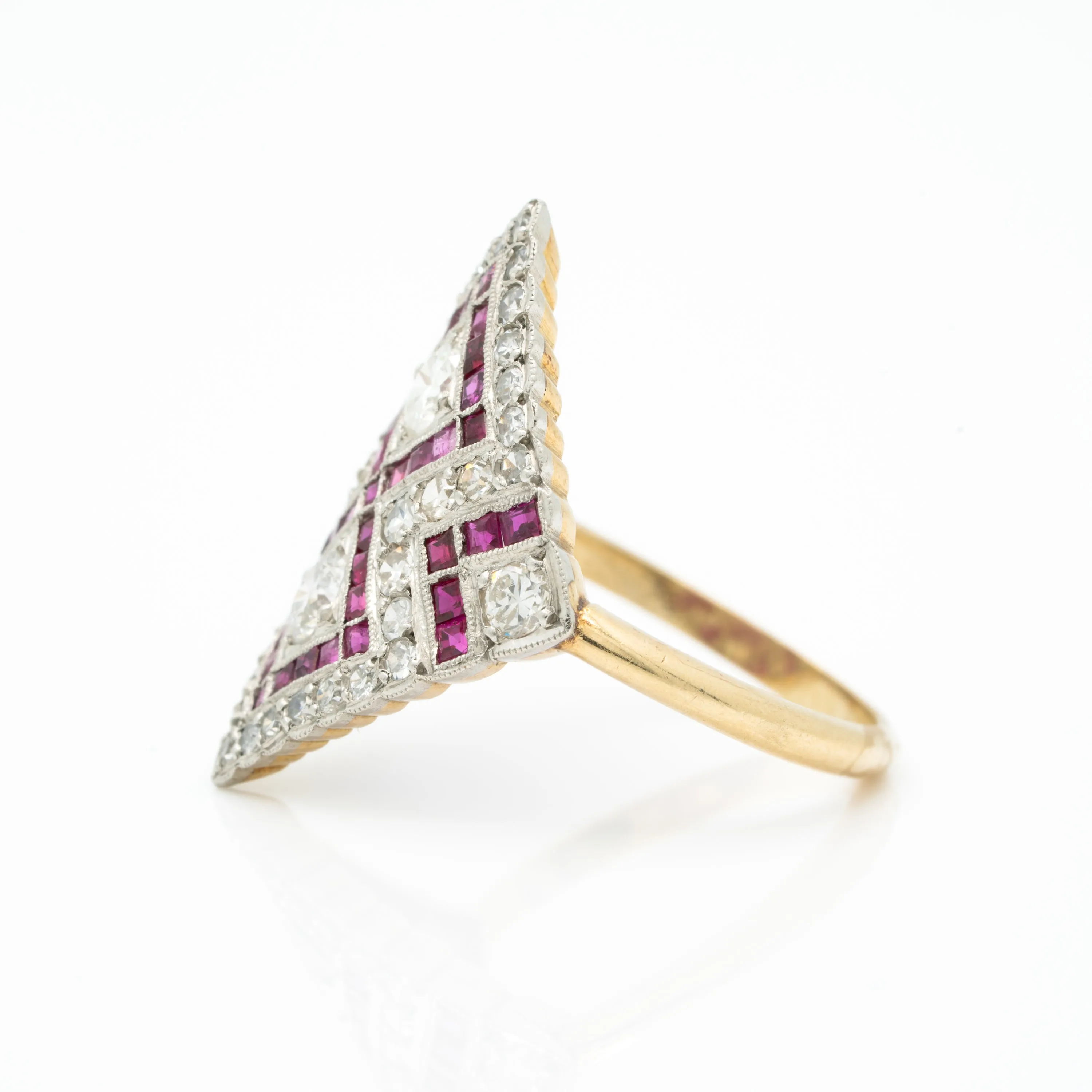 PLATINUM, YELLOW GOLD, DIAMOND AND RUBY EDWARDIAN RING c.1910 sold by Stephanie Windsor product image thumbnail 3