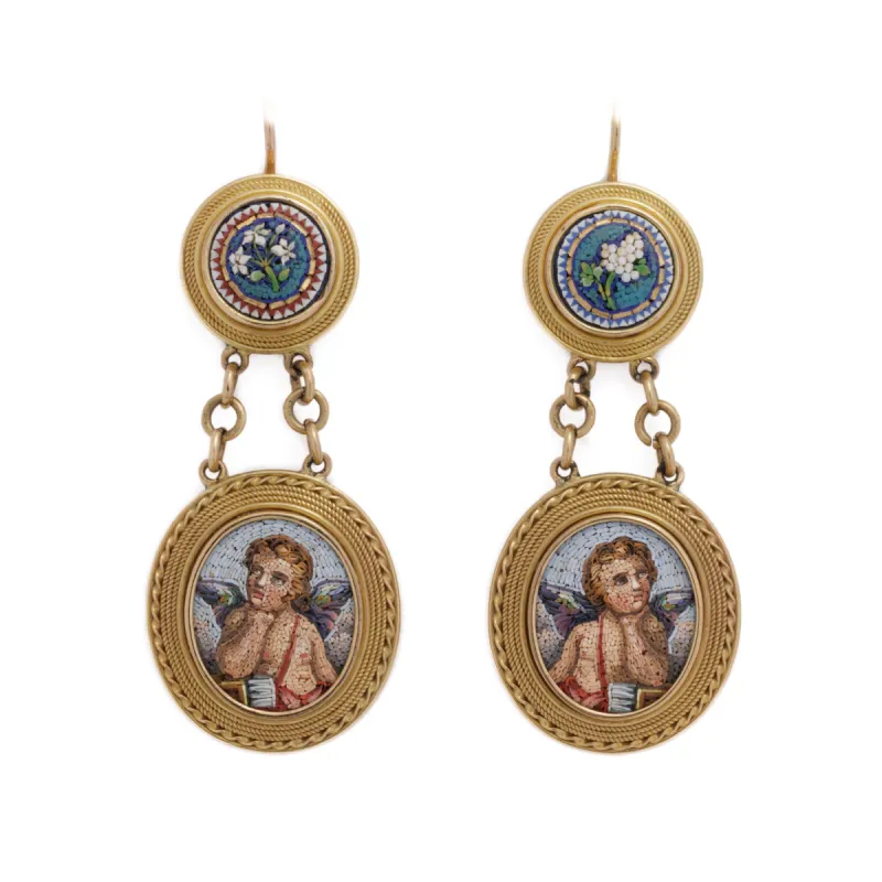 GRAND TOUR 18 KARAT MICROMOSAIC EARRINGS sold by Stephanie Windsor