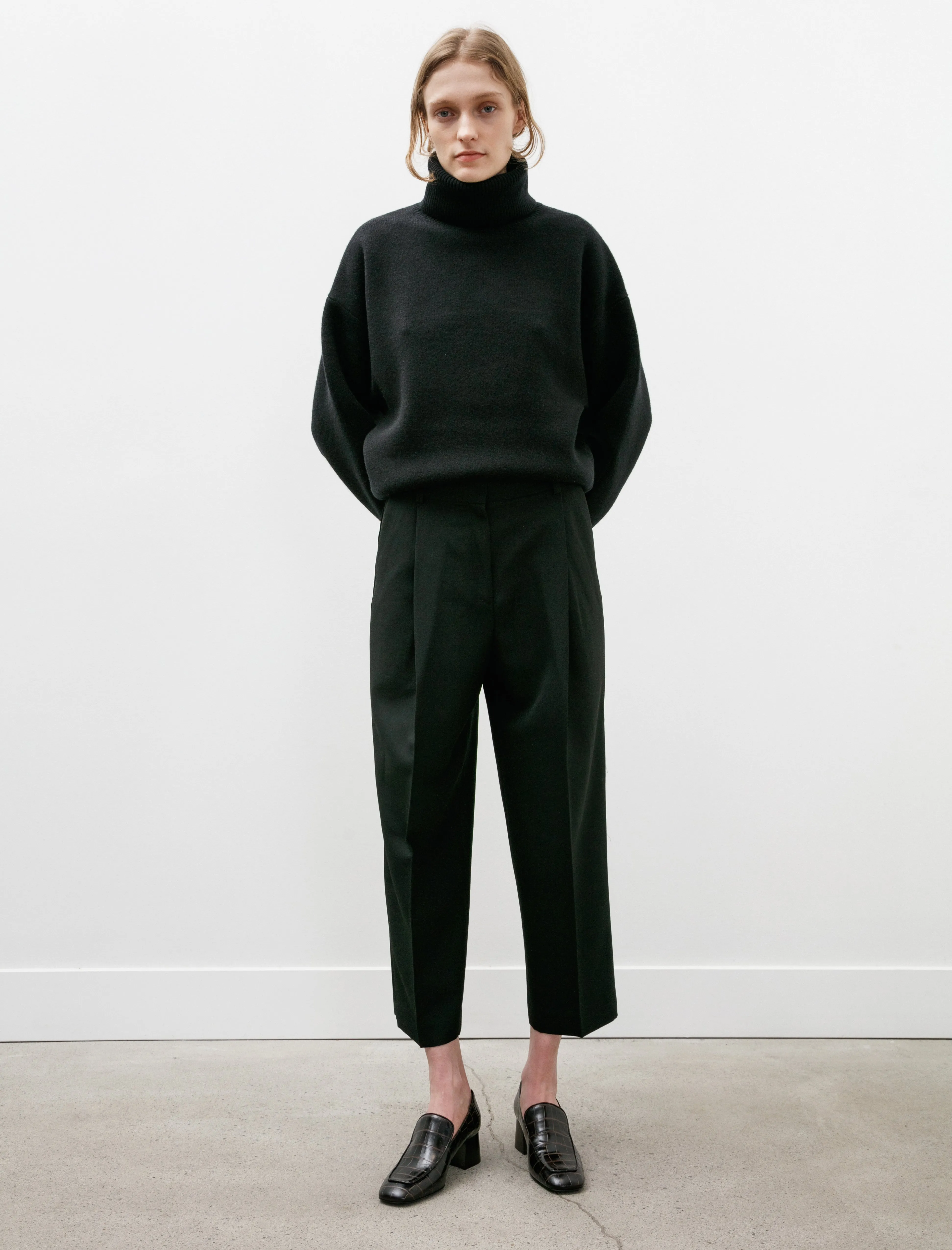 Pleated Straight Trousers Black sold by SHOP NEIGHBOR product image thumbnail 3