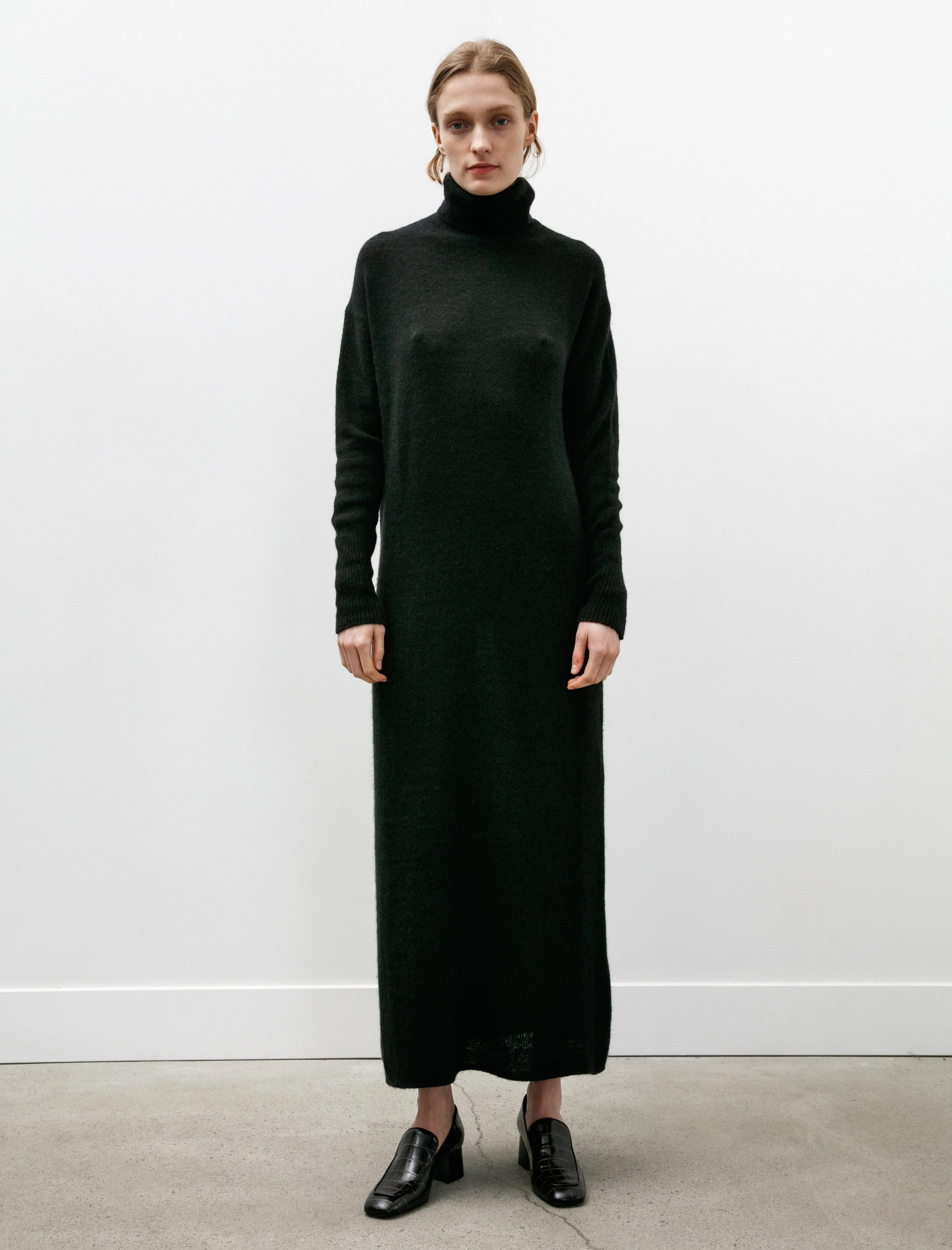 Garment Dyed Cashmere Turtleneck Knit Dress Black sold by SHOP NEIGHBOR