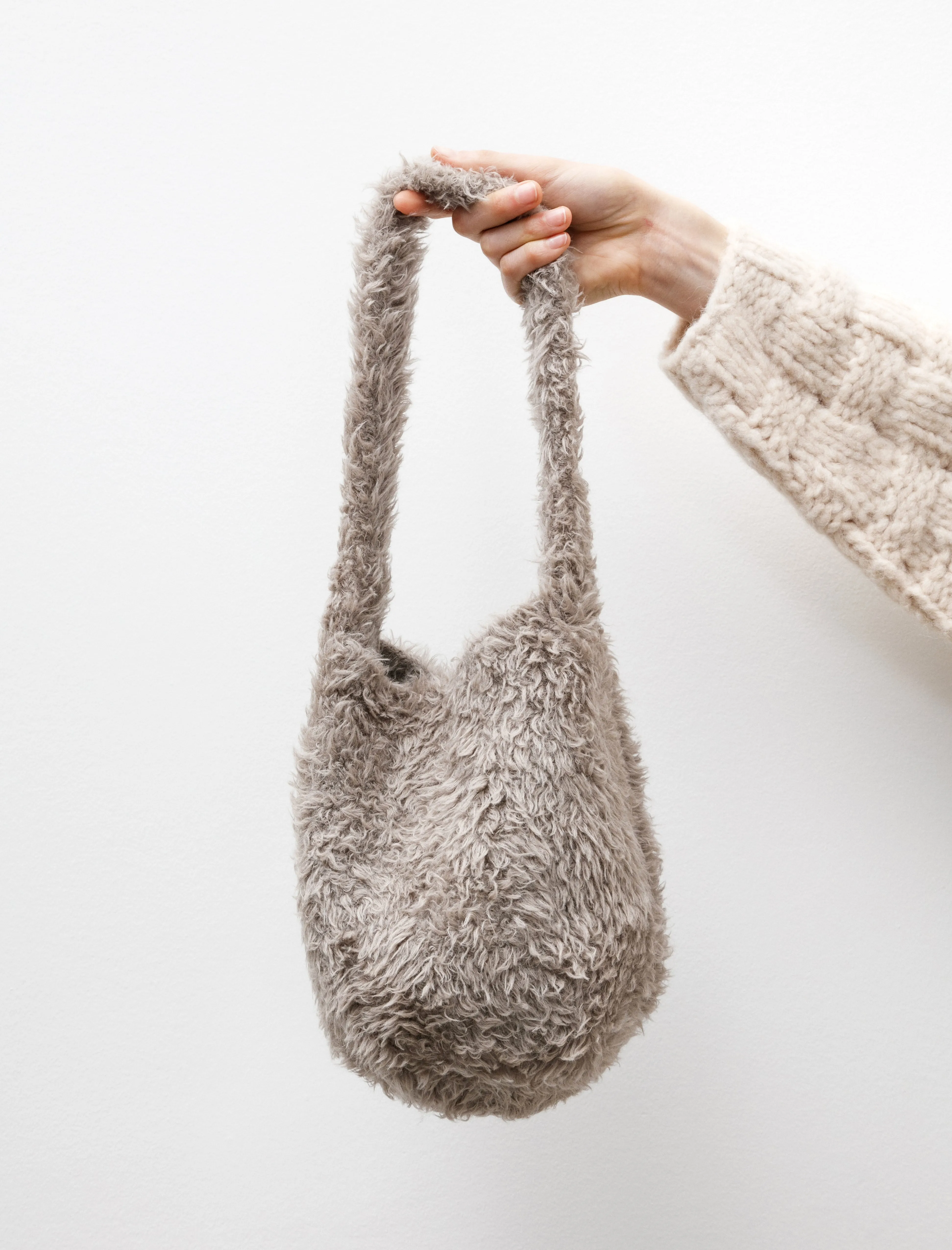 Crochet Fur Bag Taupe sold by SHOP NEIGHBOR