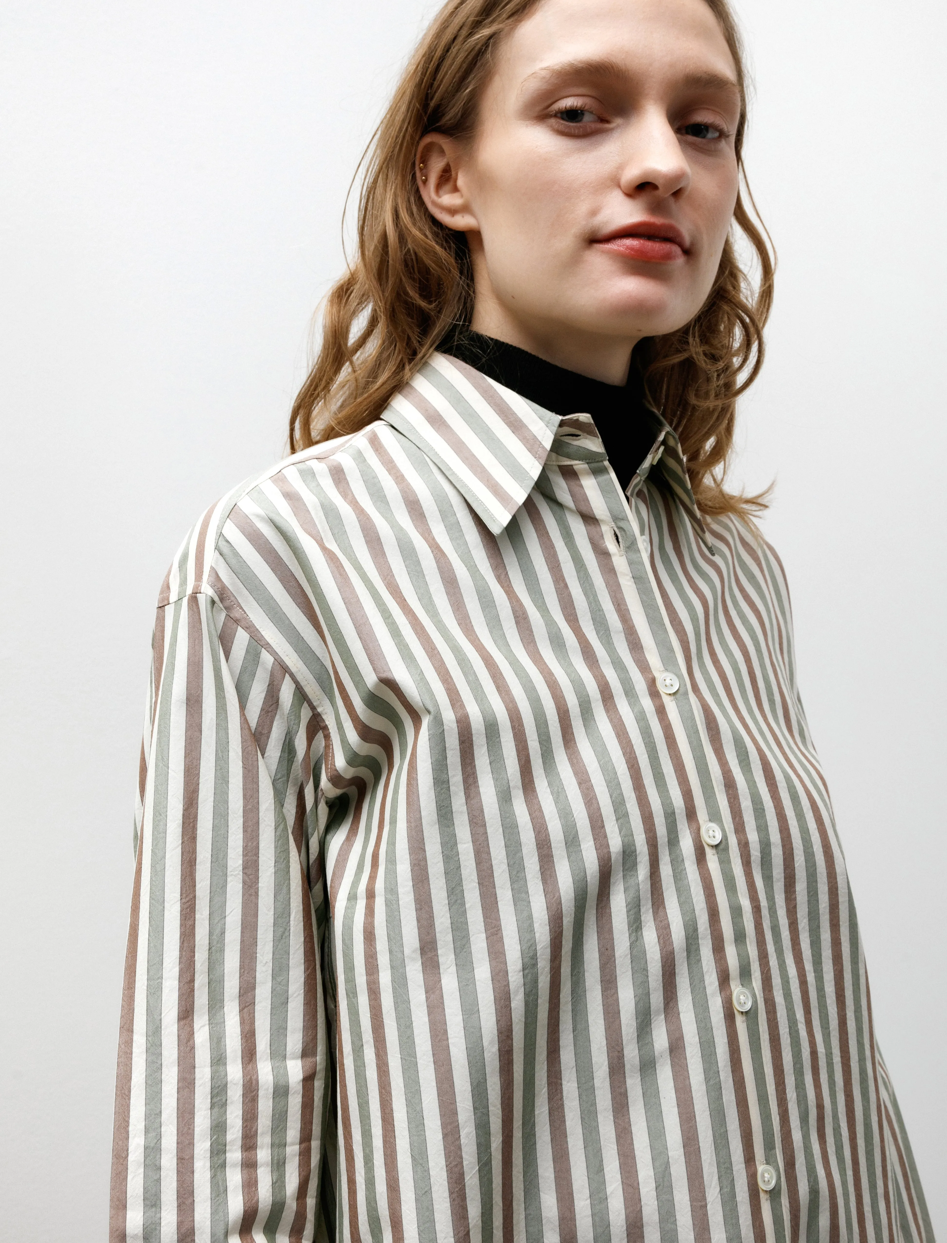 Silk Cotton Stripe Shirt Ivory sold by SHOP NEIGHBOR product image thumbnail 2