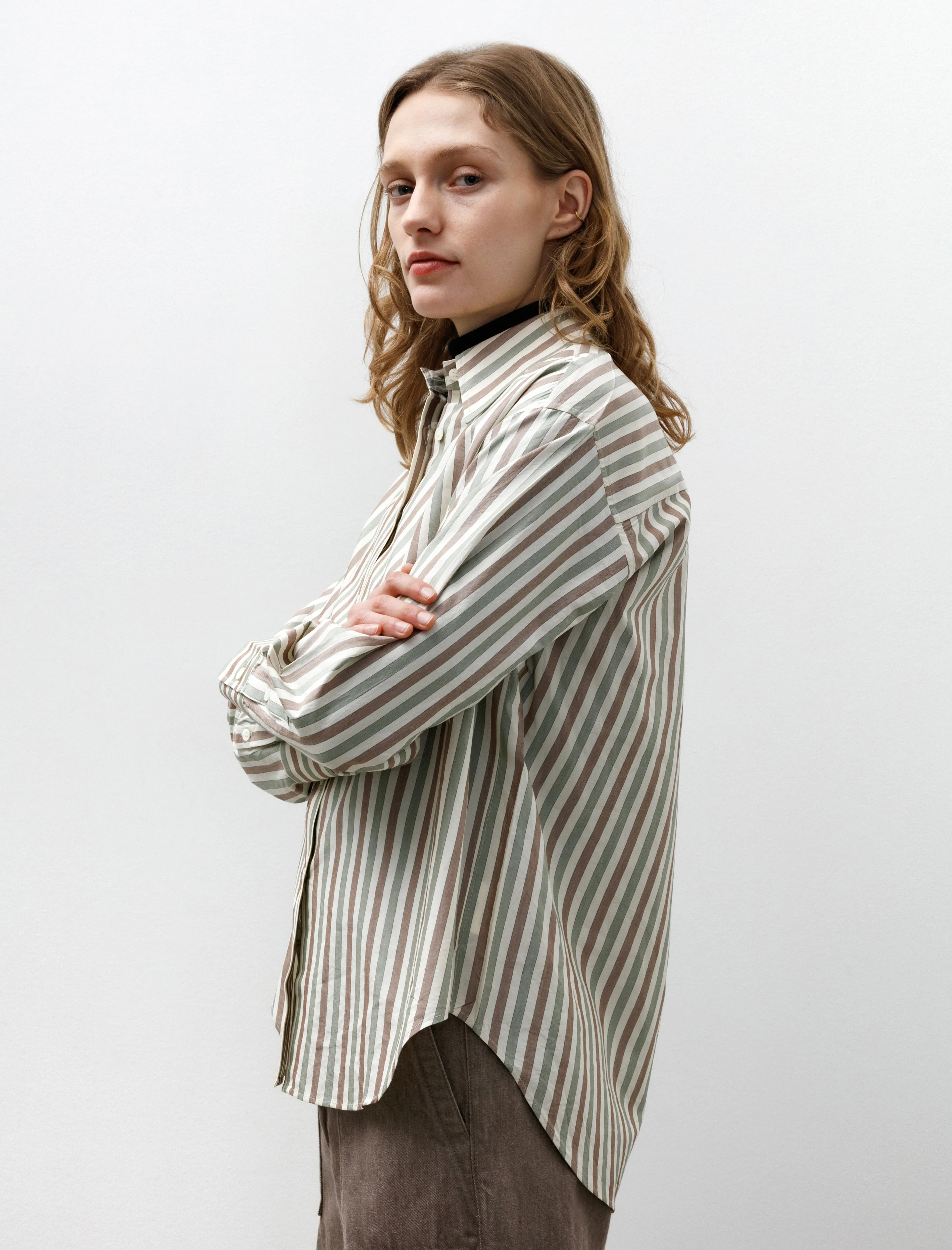 Silk Cotton Stripe Shirt Ivory sold by SHOP NEIGHBOR product image thumbnail 3