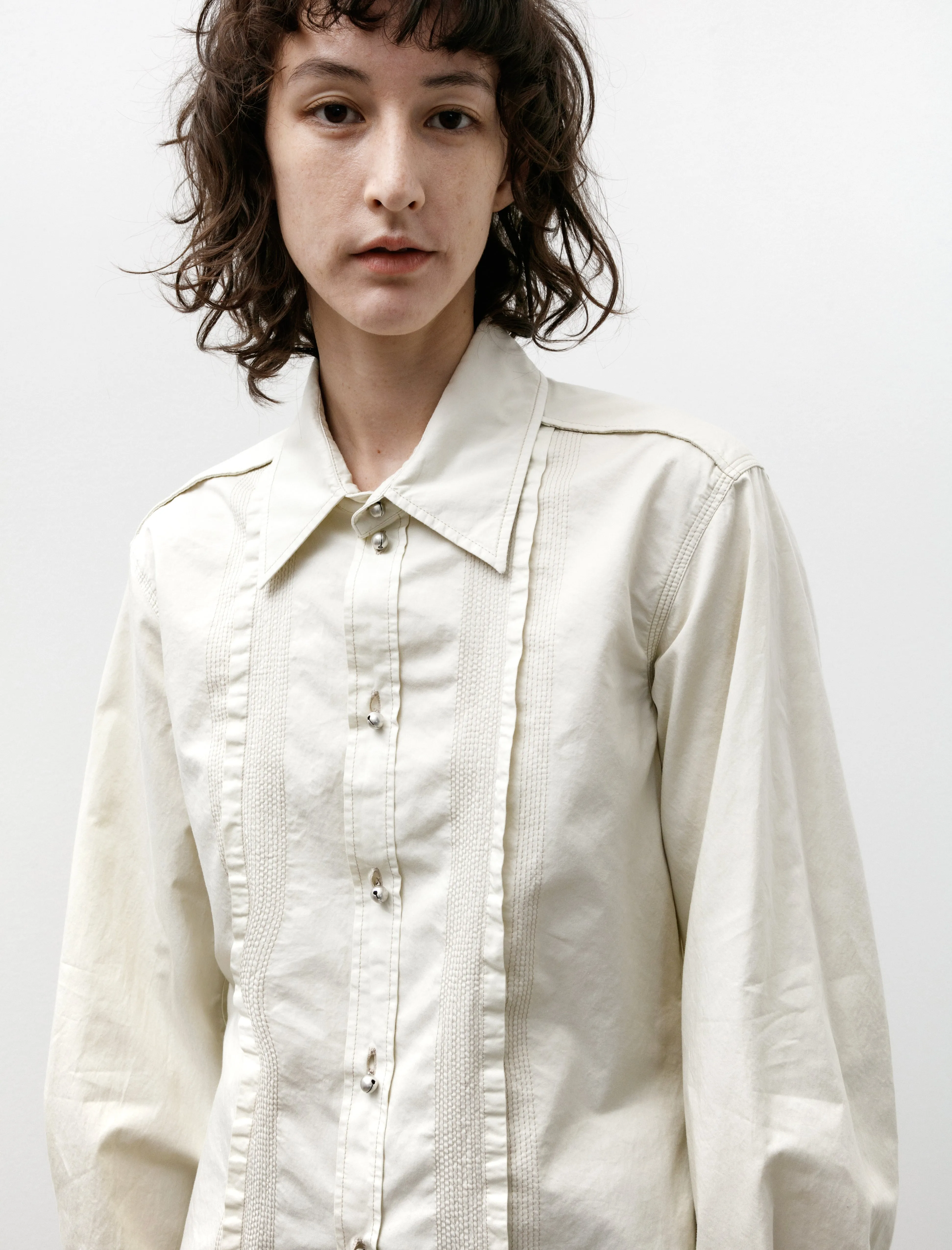 Multi Topstitch Fitted Shirt Cream sold by SHOP NEIGHBOR product image thumbnail 2