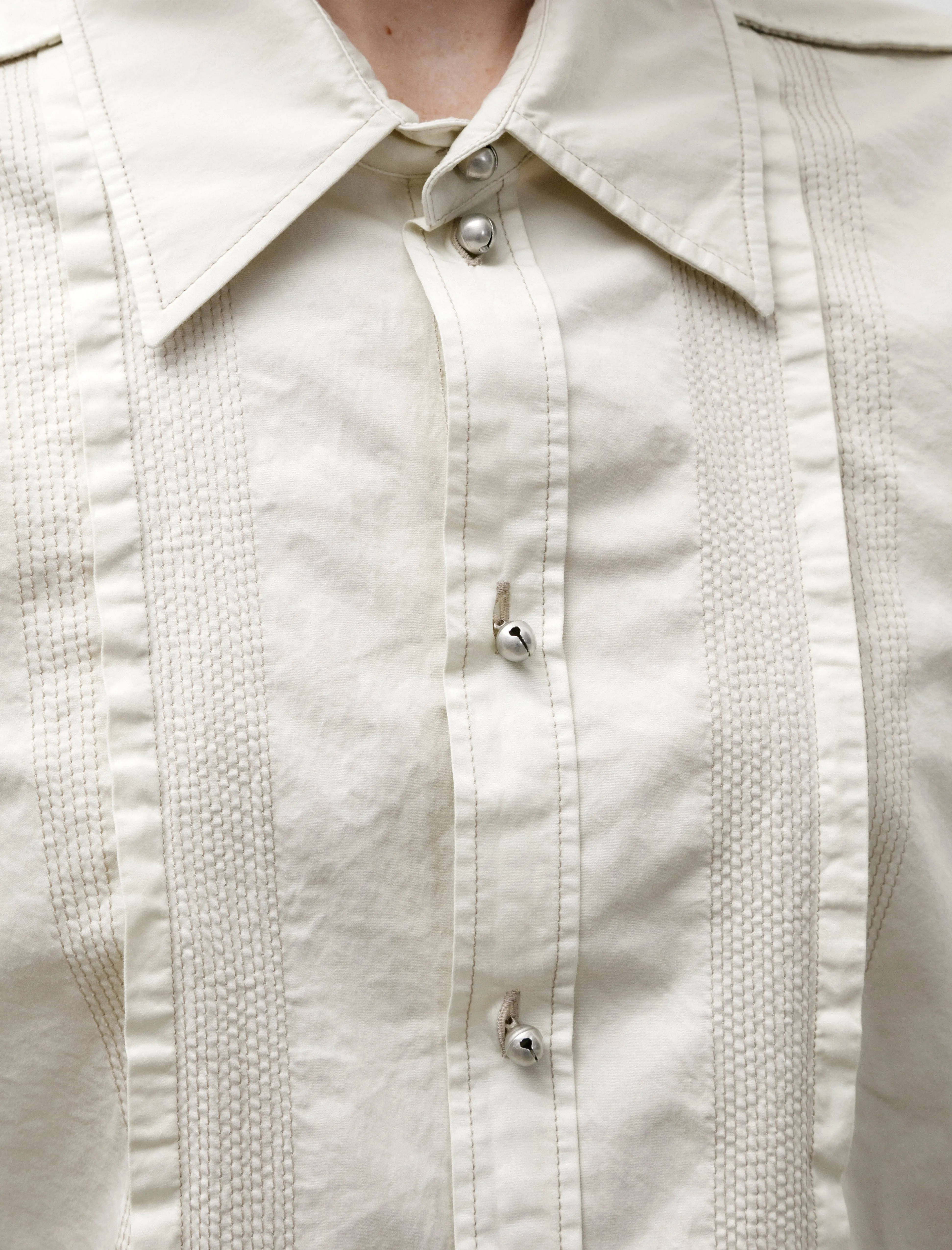 Multi Topstitch Fitted Shirt Cream sold by SHOP NEIGHBOR product image thumbnail 3