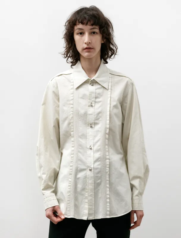 Multi Topstitch Fitted Shirt Cream sold by SHOP NEIGHBOR