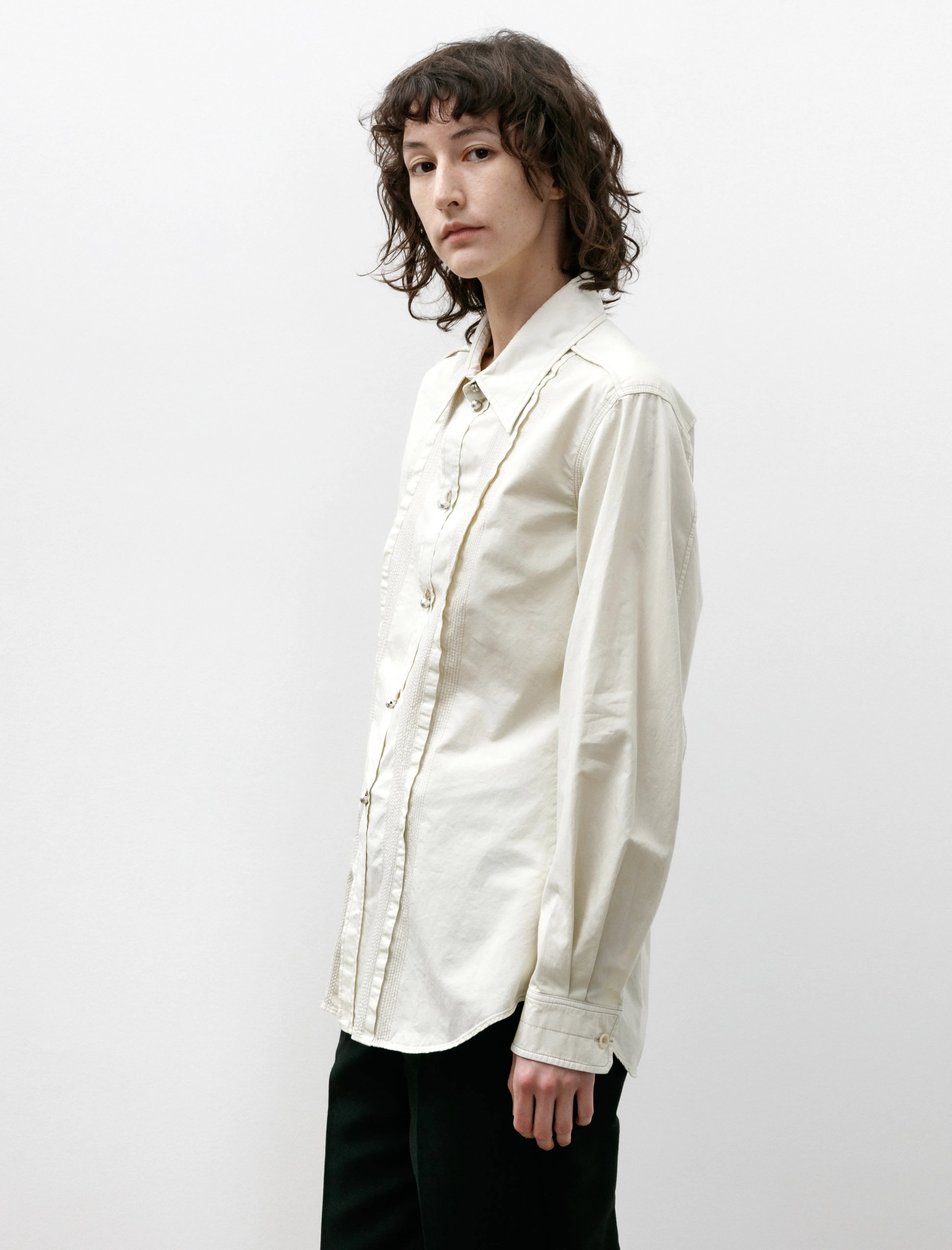 Multi Topstitch Fitted Shirt Cream sold by SHOP NEIGHBOR product image thumbnail 4