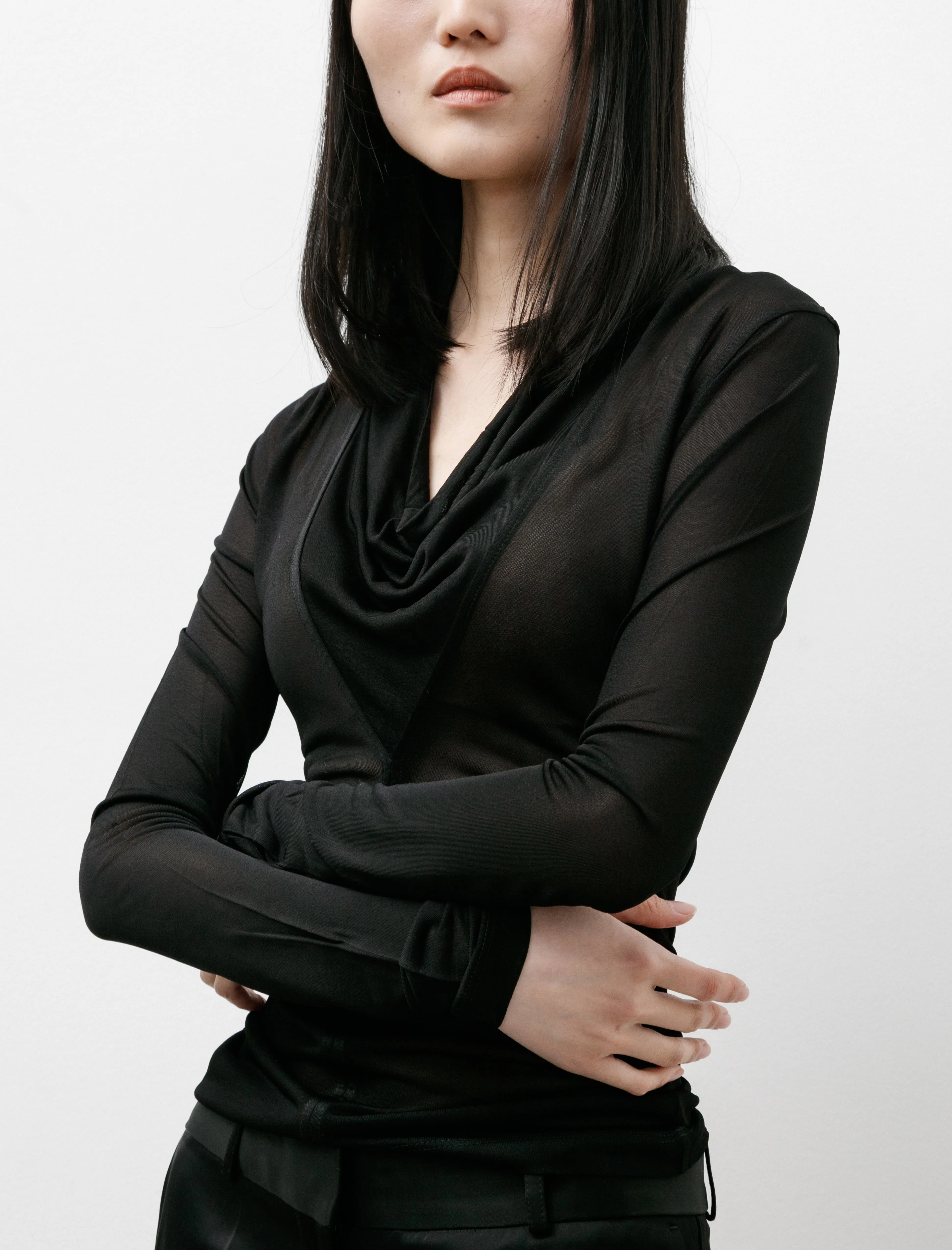 Draped V-Neck Top Black sold by SHOP NEIGHBOR product image thumbnail 2