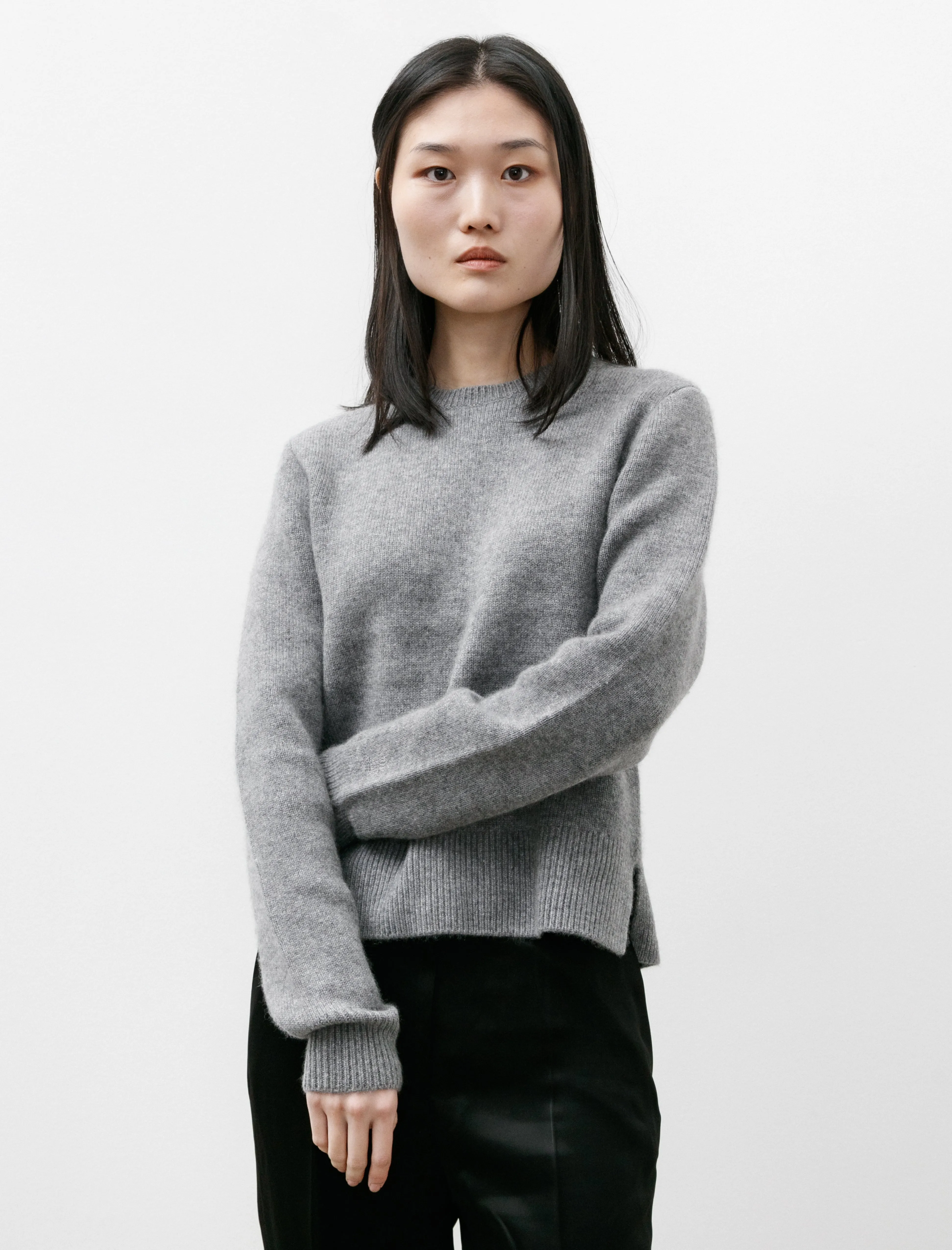 Cropped Crewneck Knit Grey Mélange sold by SHOP NEIGHBOR product image thumbnail 2