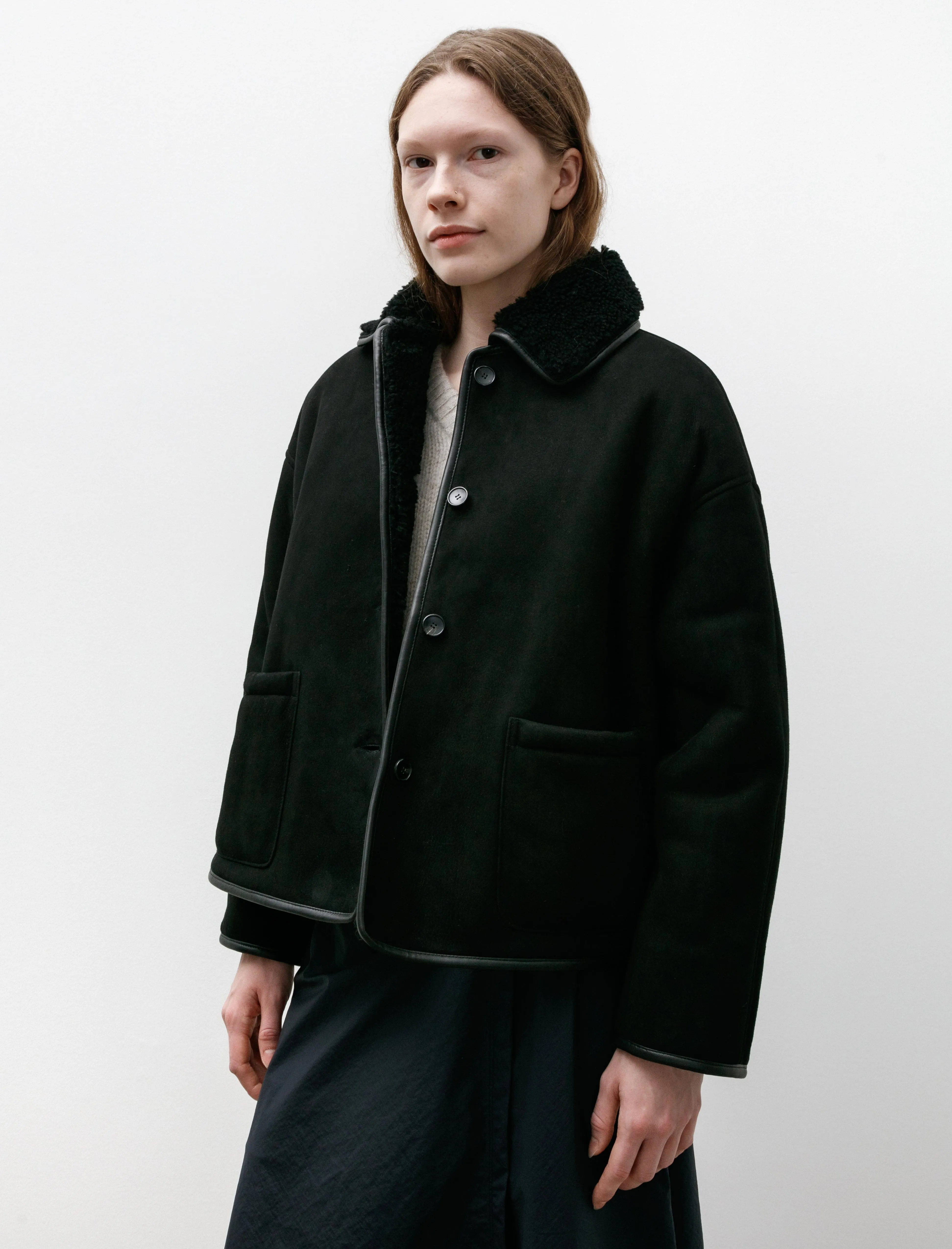 Suede Back Curly Hair Avis Jacket Black sold by SHOP NEIGHBOR product image thumbnail 4