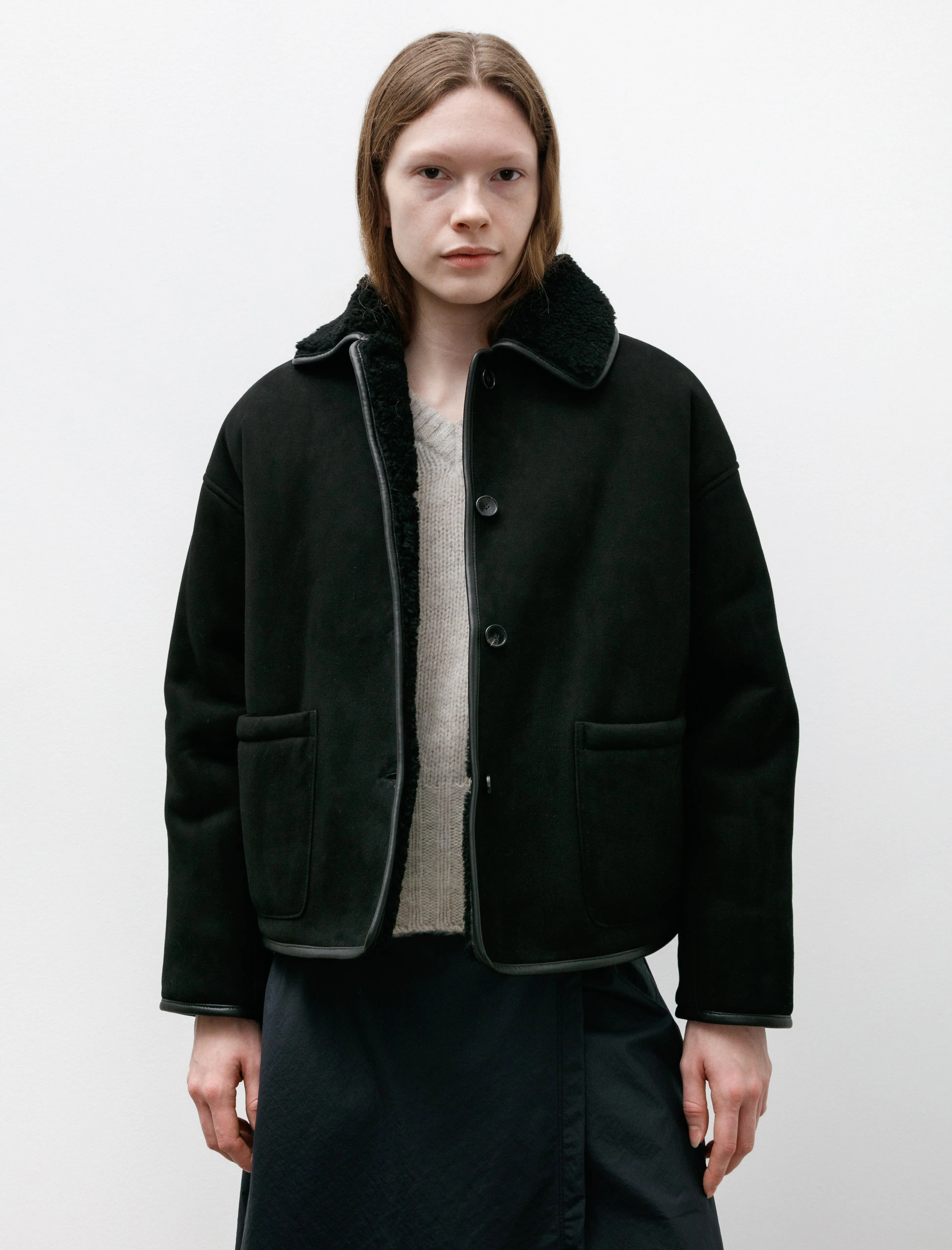 Suede Back Curly Hair Avis Jacket Black sold by SHOP NEIGHBOR product image thumbnail 2