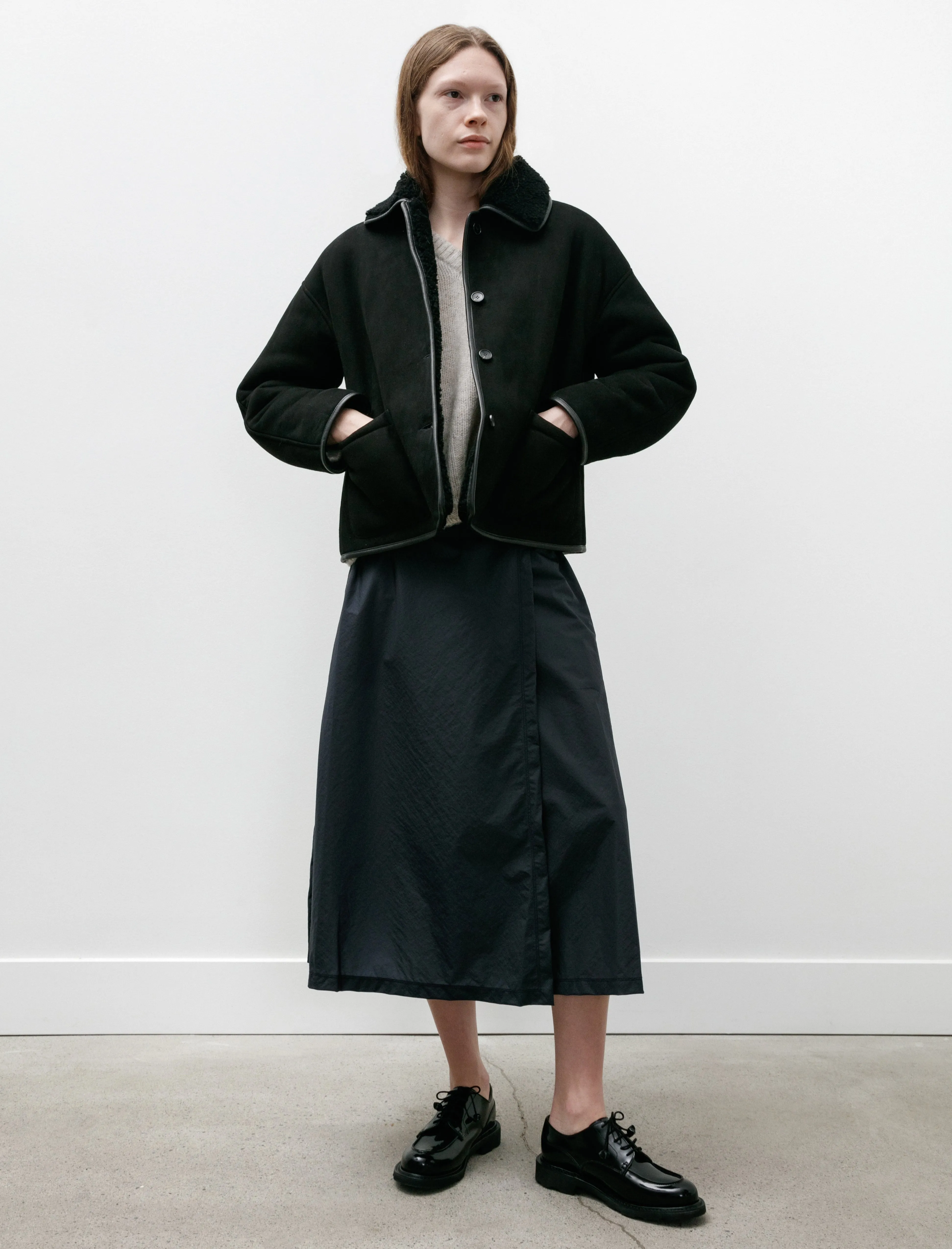 Suede Back Curly Hair Avis Jacket Black sold by SHOP NEIGHBOR