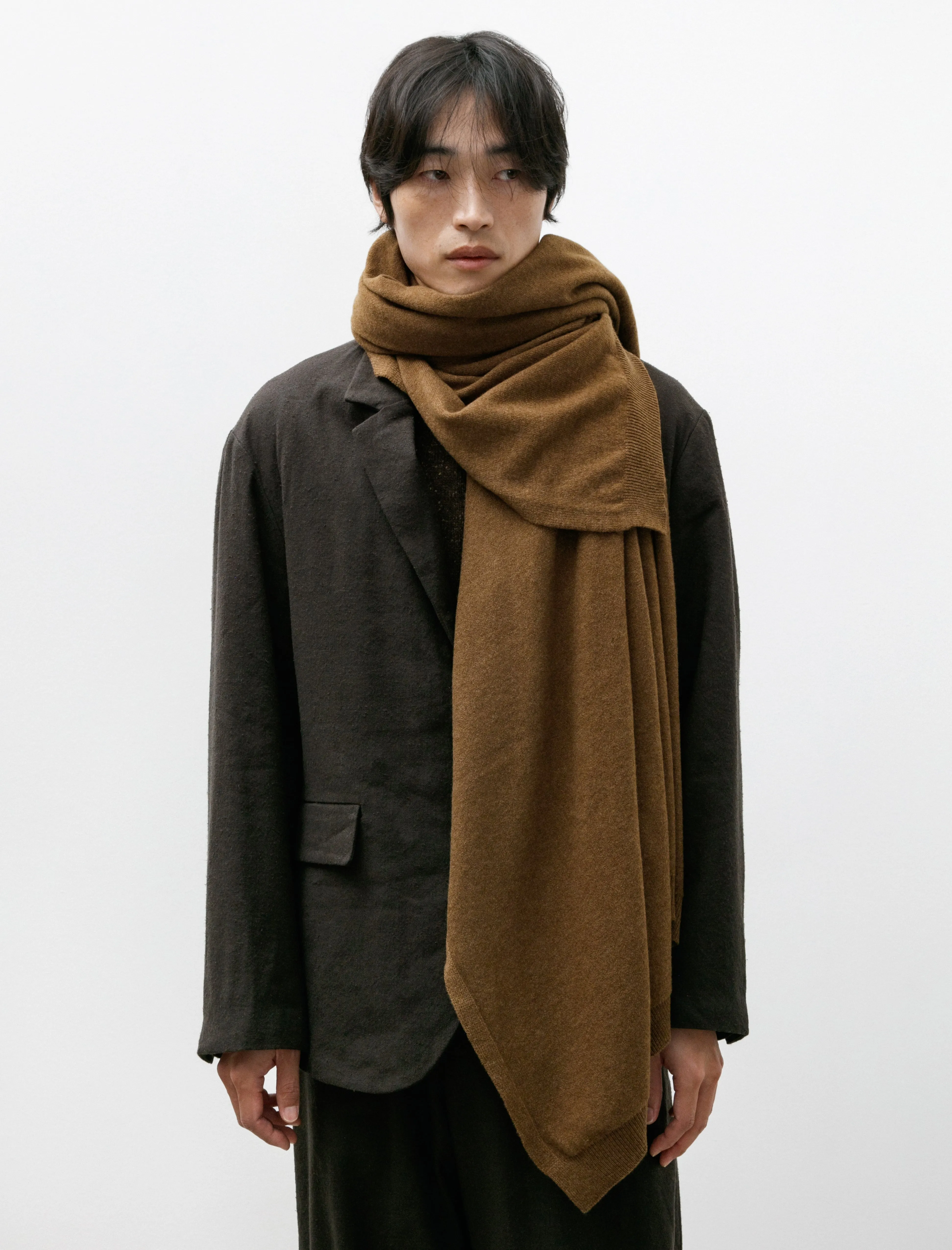 Knit Shawl Cashmere Lambswool Dark Ochre sold by SHOP NEIGHBOR product image thumbnail 3