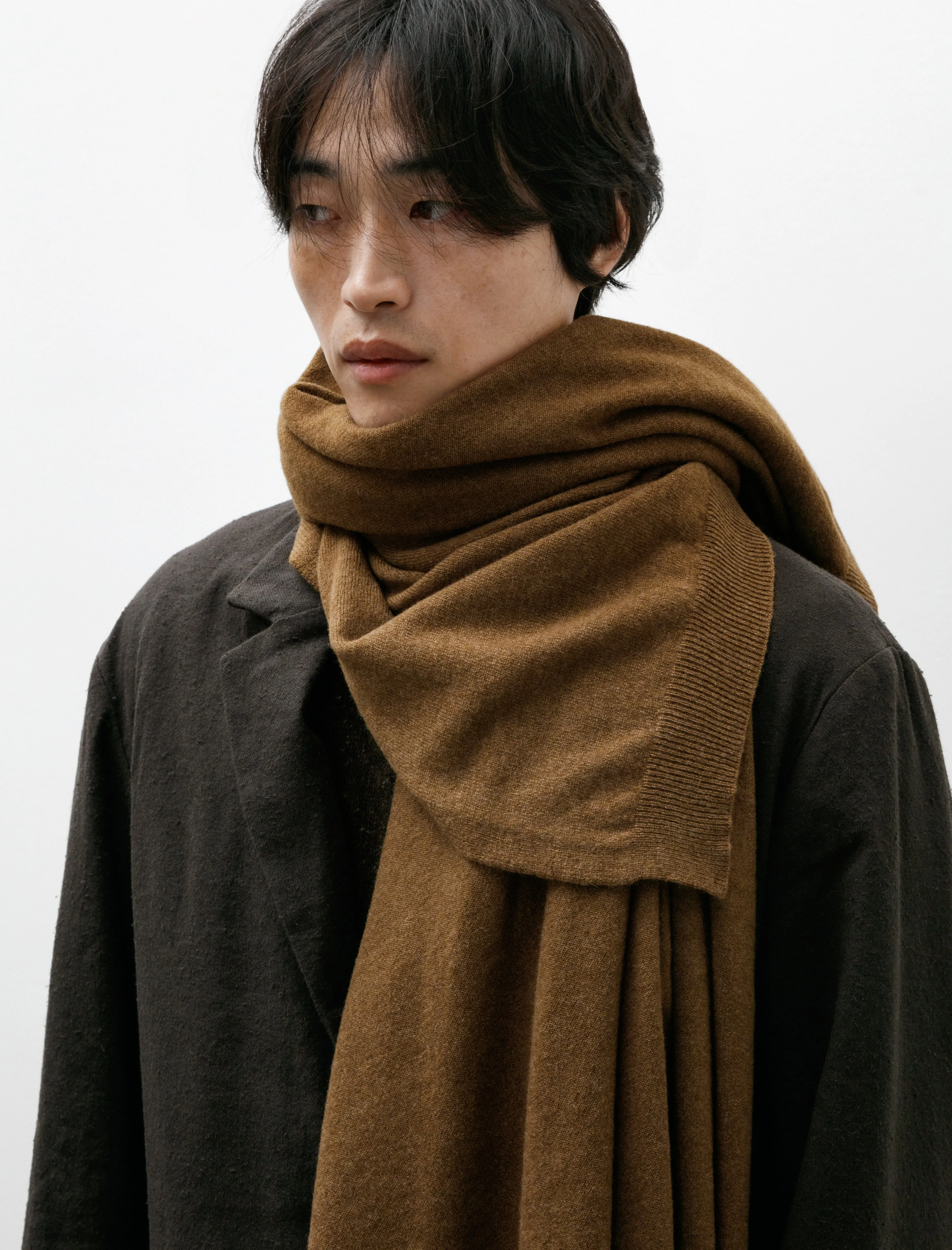Knit Shawl Cashmere Lambswool Dark Ochre sold by SHOP NEIGHBOR product image thumbnail 4