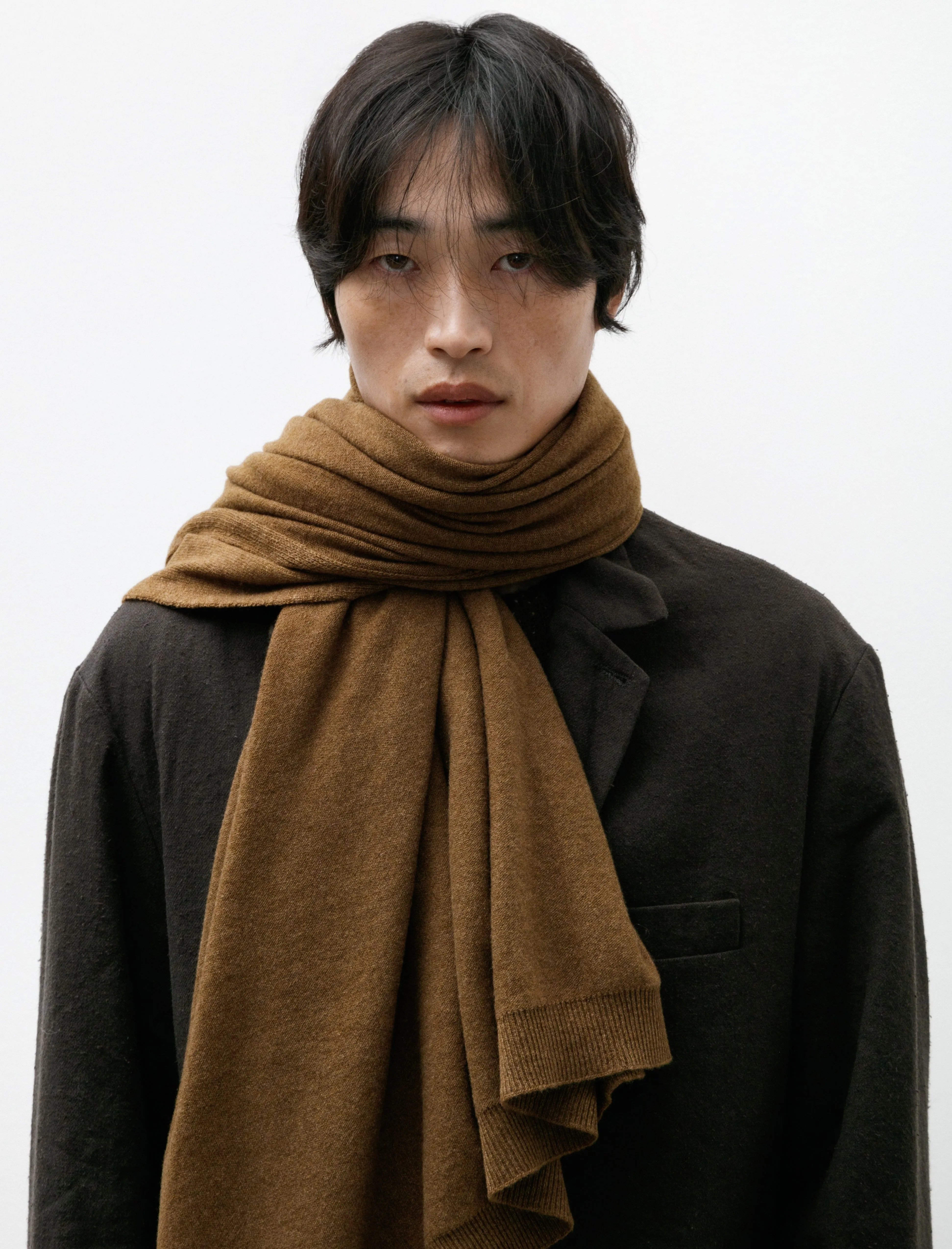 Knit Shawl Cashmere Lambswool Dark Ochre sold by SHOP NEIGHBOR product image thumbnail 2