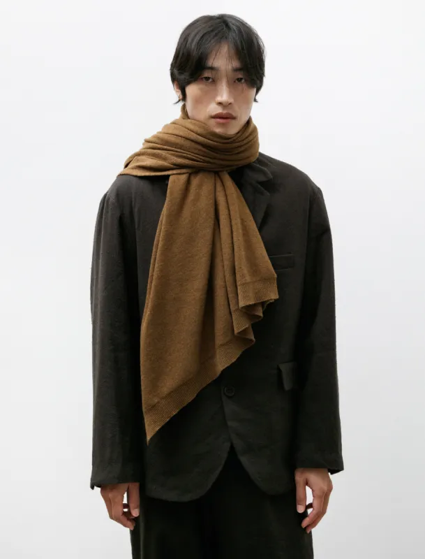 Knit Shawl Cashmere Lambswool Dark Ochre made by Evan Kinori Mens