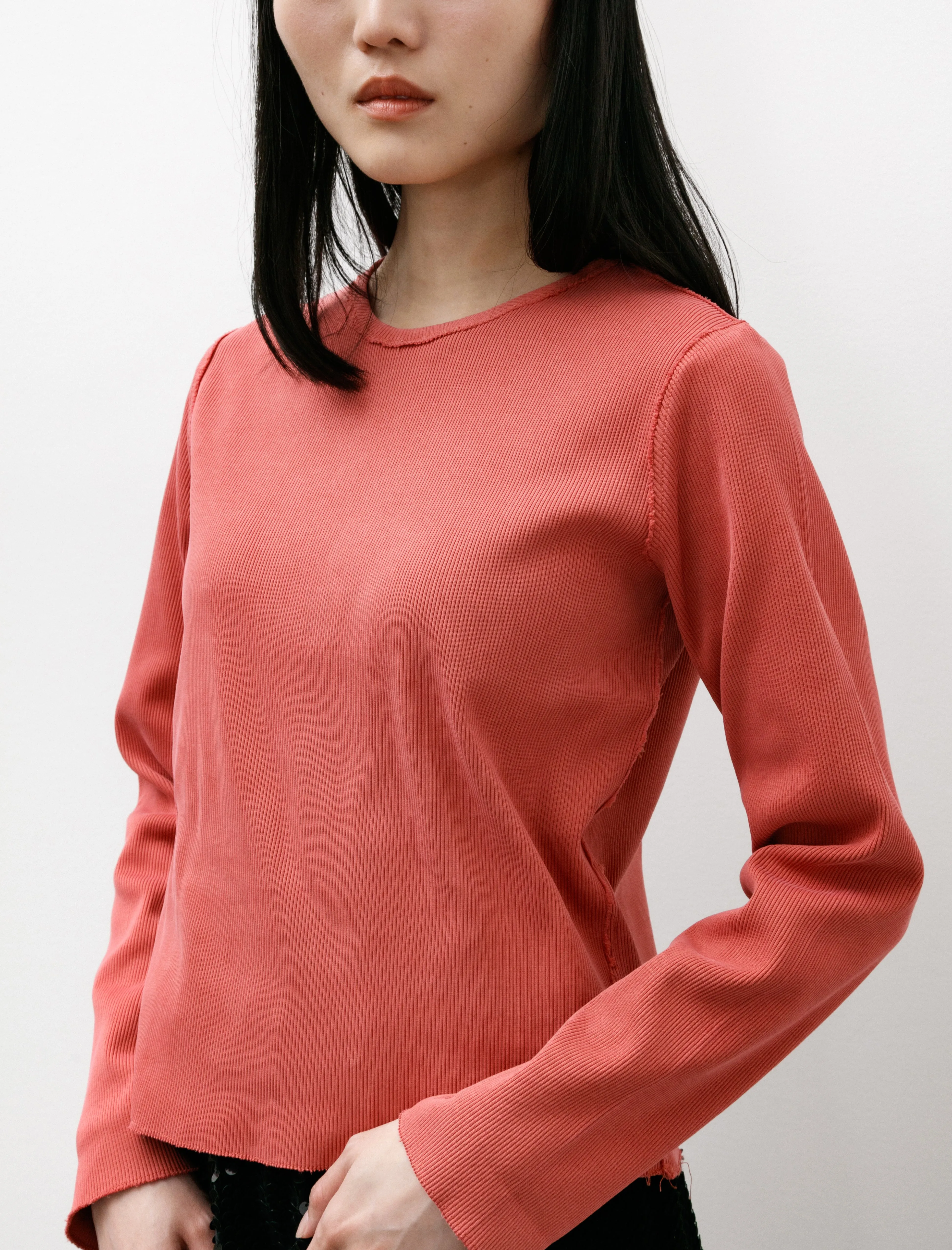 Fitted Rib T-Shirt LS Coral sold by SHOP NEIGHBOR product image thumbnail 2