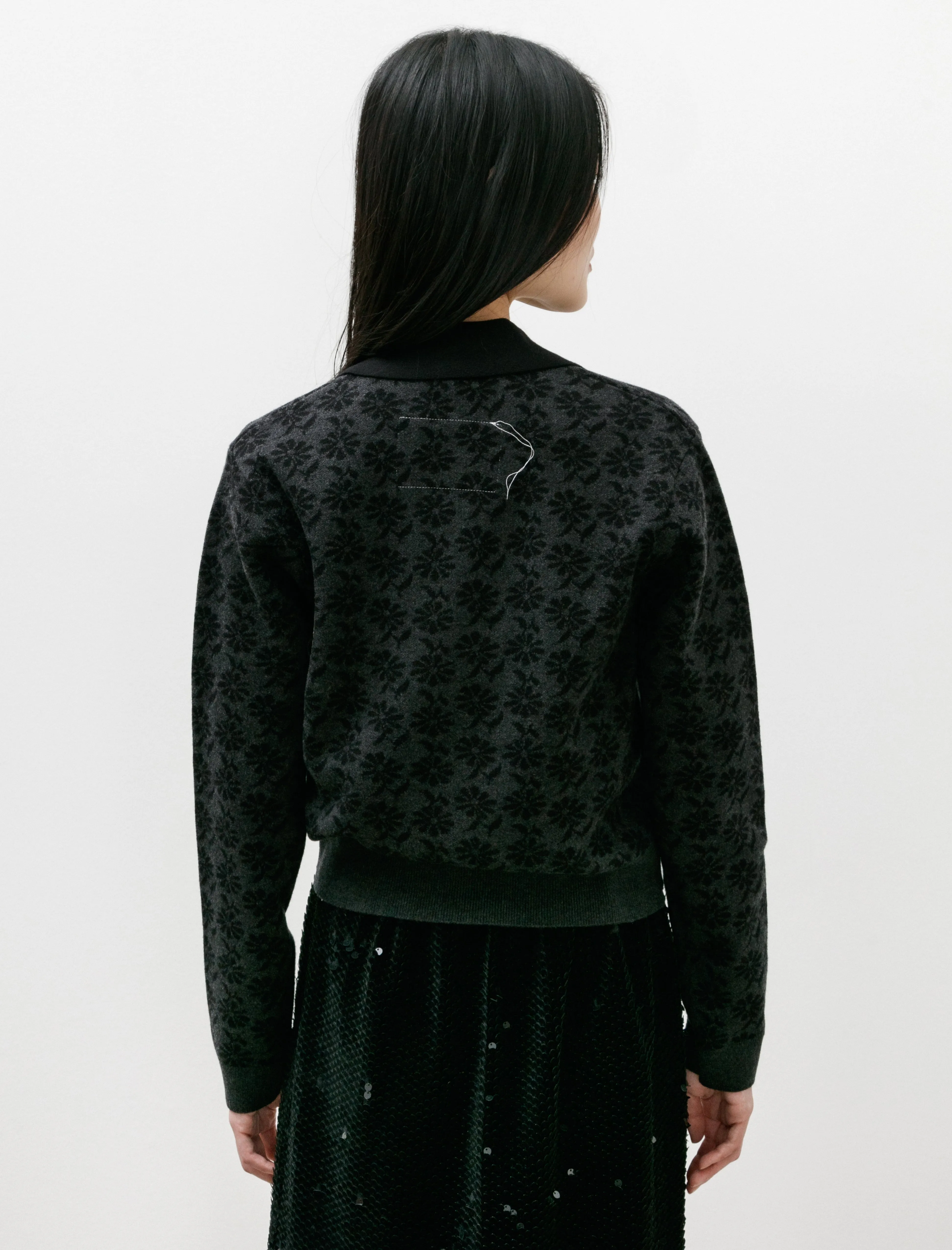 Fitted 70s Cardigan Floral Grey/Black sold by SHOP NEIGHBOR product image thumbnail 4