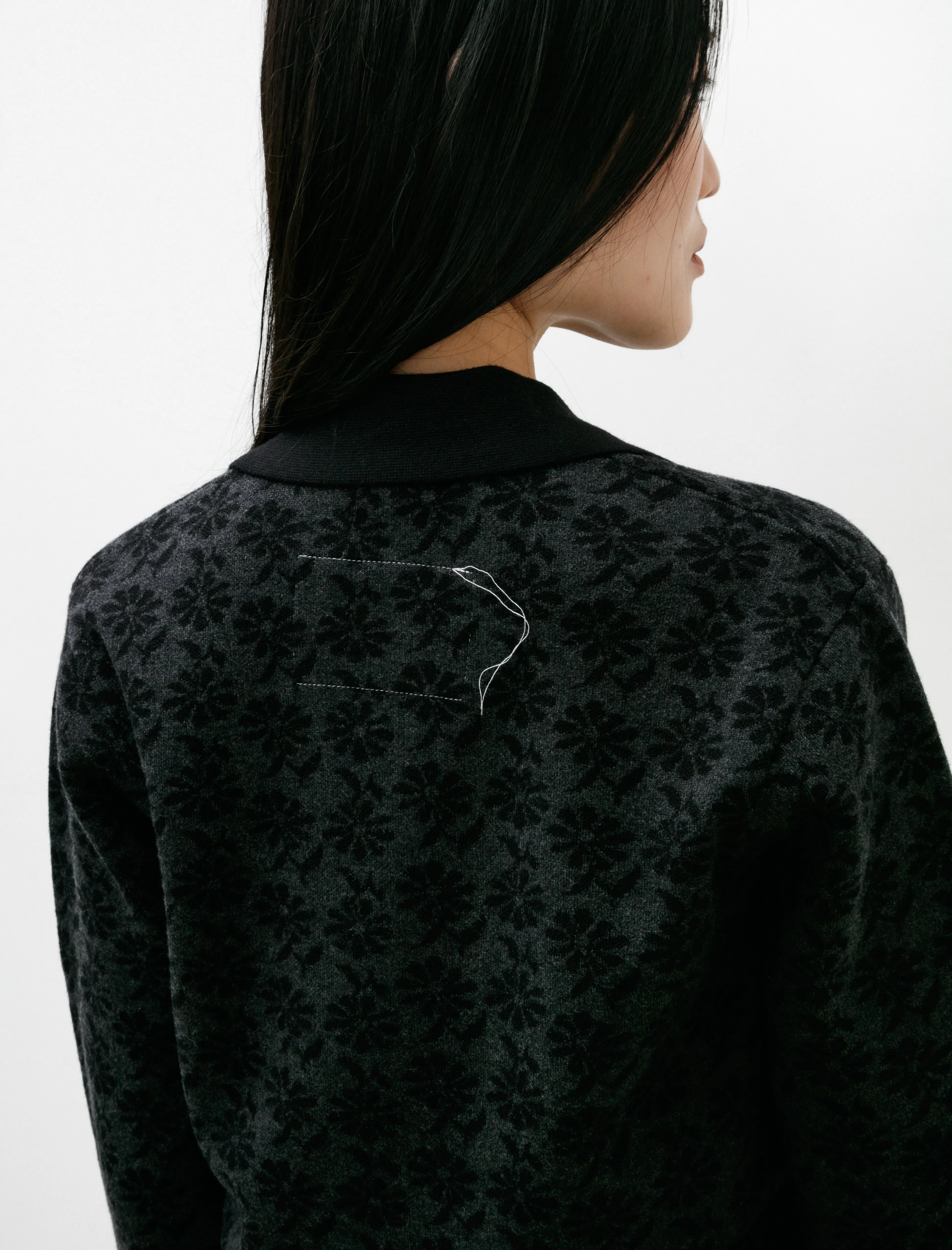 Fitted 70s Cardigan Floral Grey/Black sold by SHOP NEIGHBOR product image thumbnail 5
